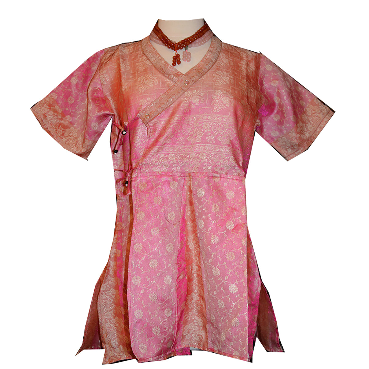Handmade Silk Pink Angrakha - Vintage India NYC