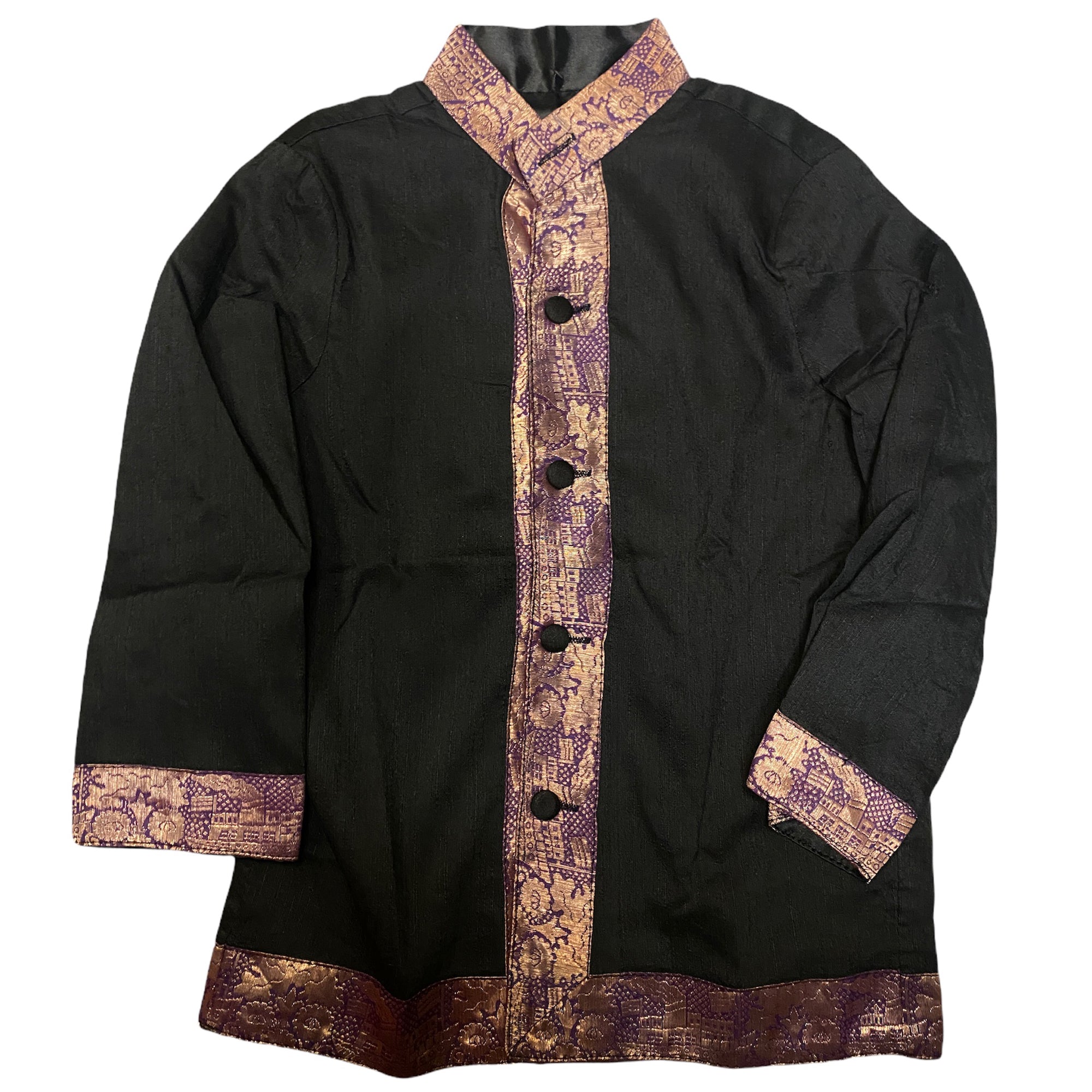 Black Silk Children's Jacket-4-5 yr - Vintage India NYC