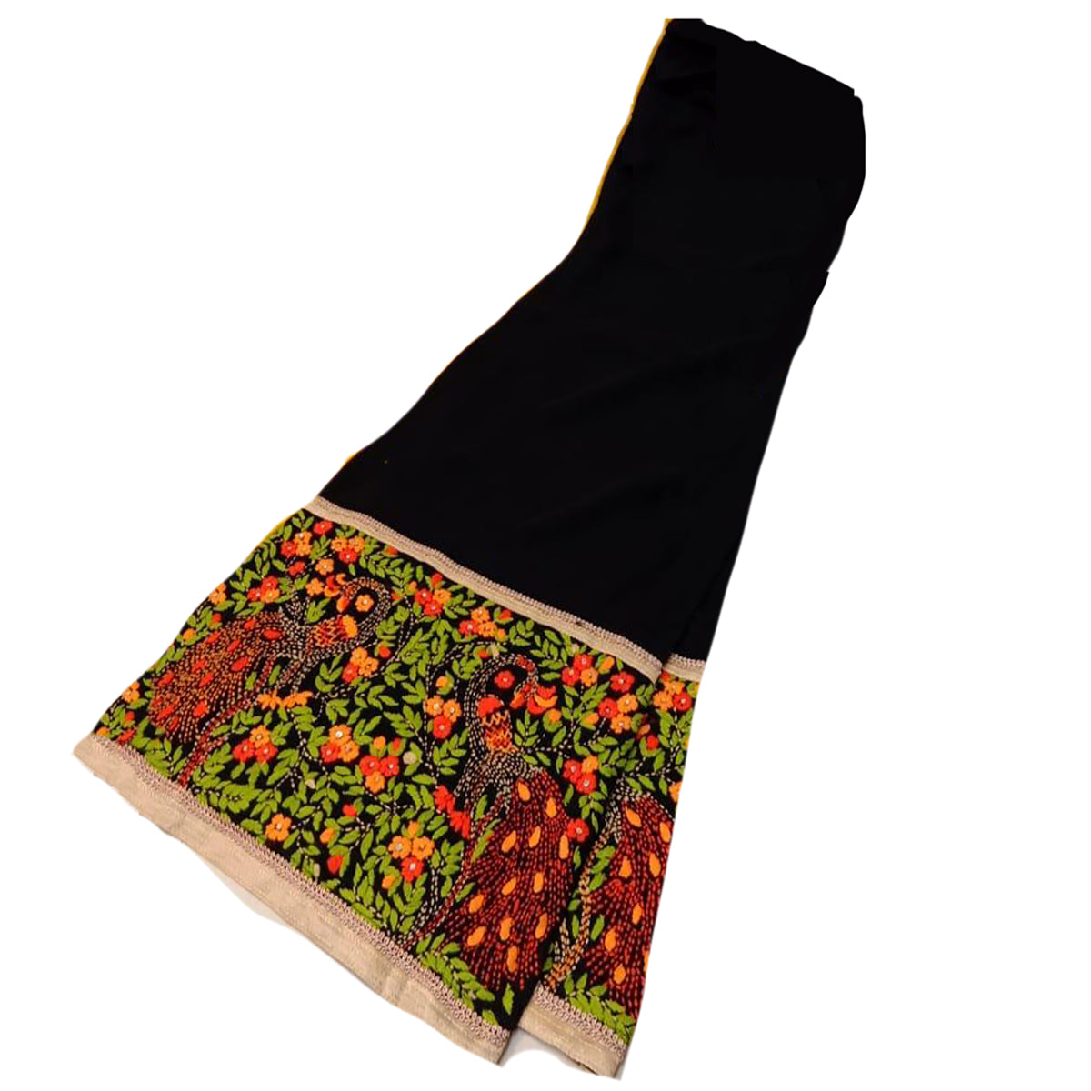 SH Black Embroidered Sharara Pant - Vintage India NYC