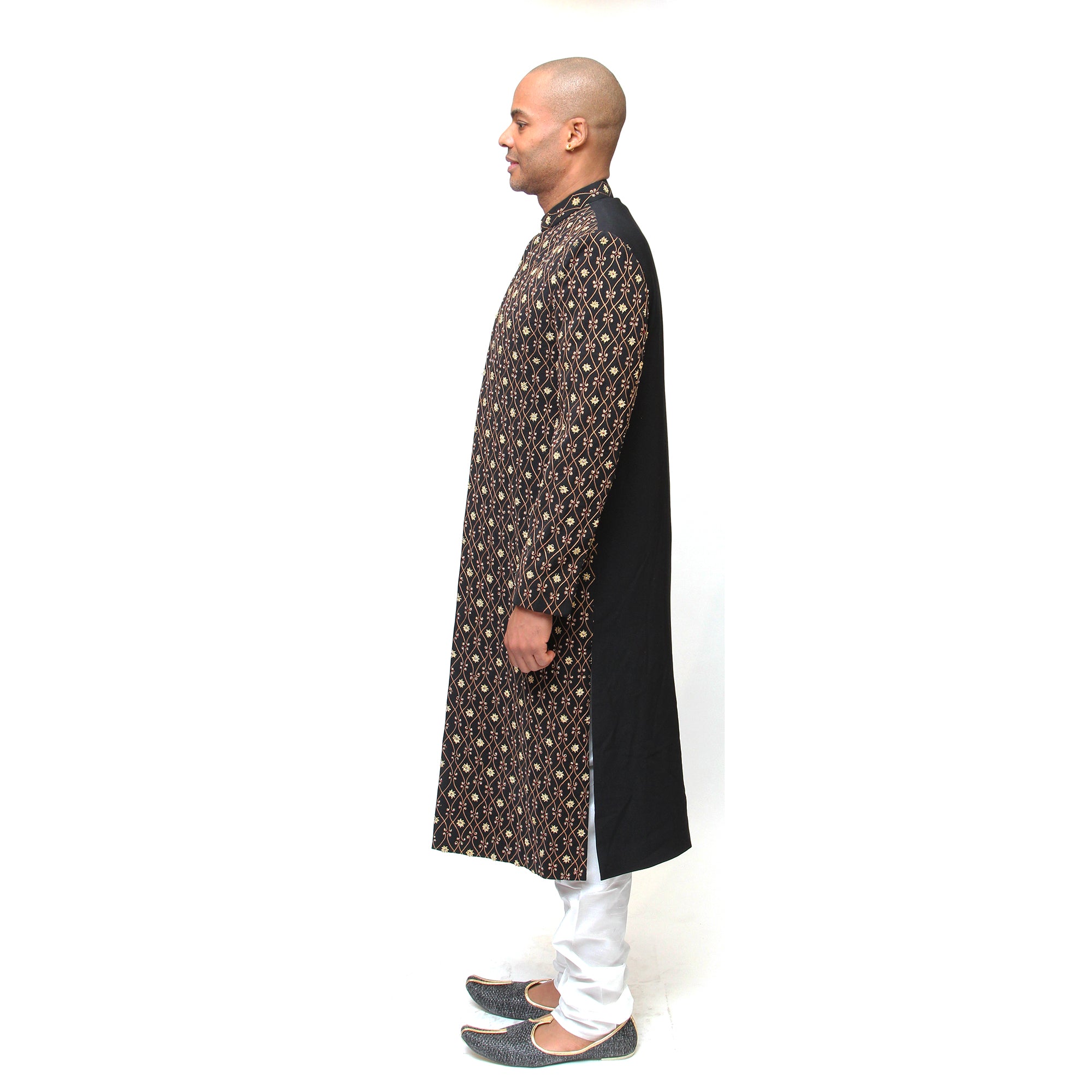 Black Sherwani with Heavy Beadwork - Vintage India NYC