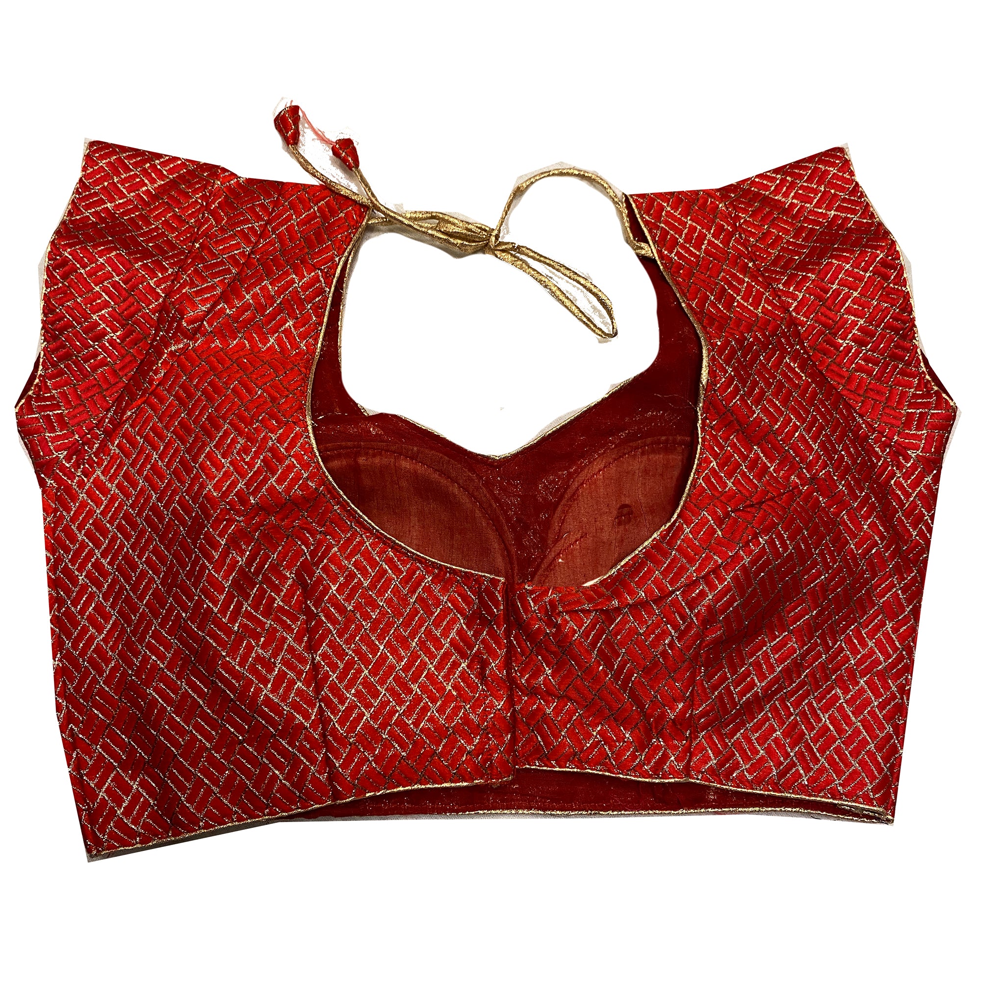 Red or Black Pattern Saree Blouse - Vintage India NYC