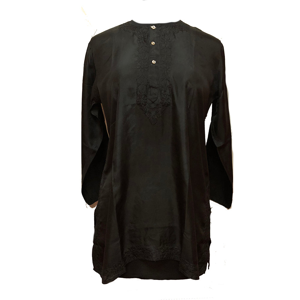Black Silk Tops - Vintage India NYC
