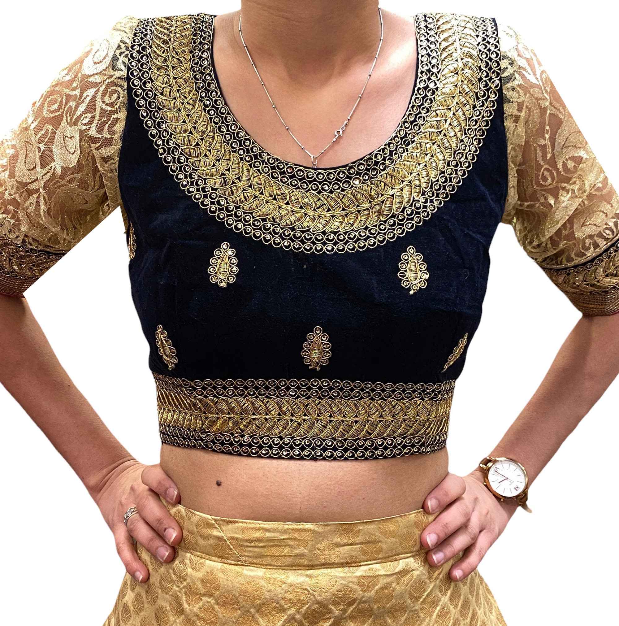 Black & Gold Choli Blouses-3 Styles - Vintage India NYC