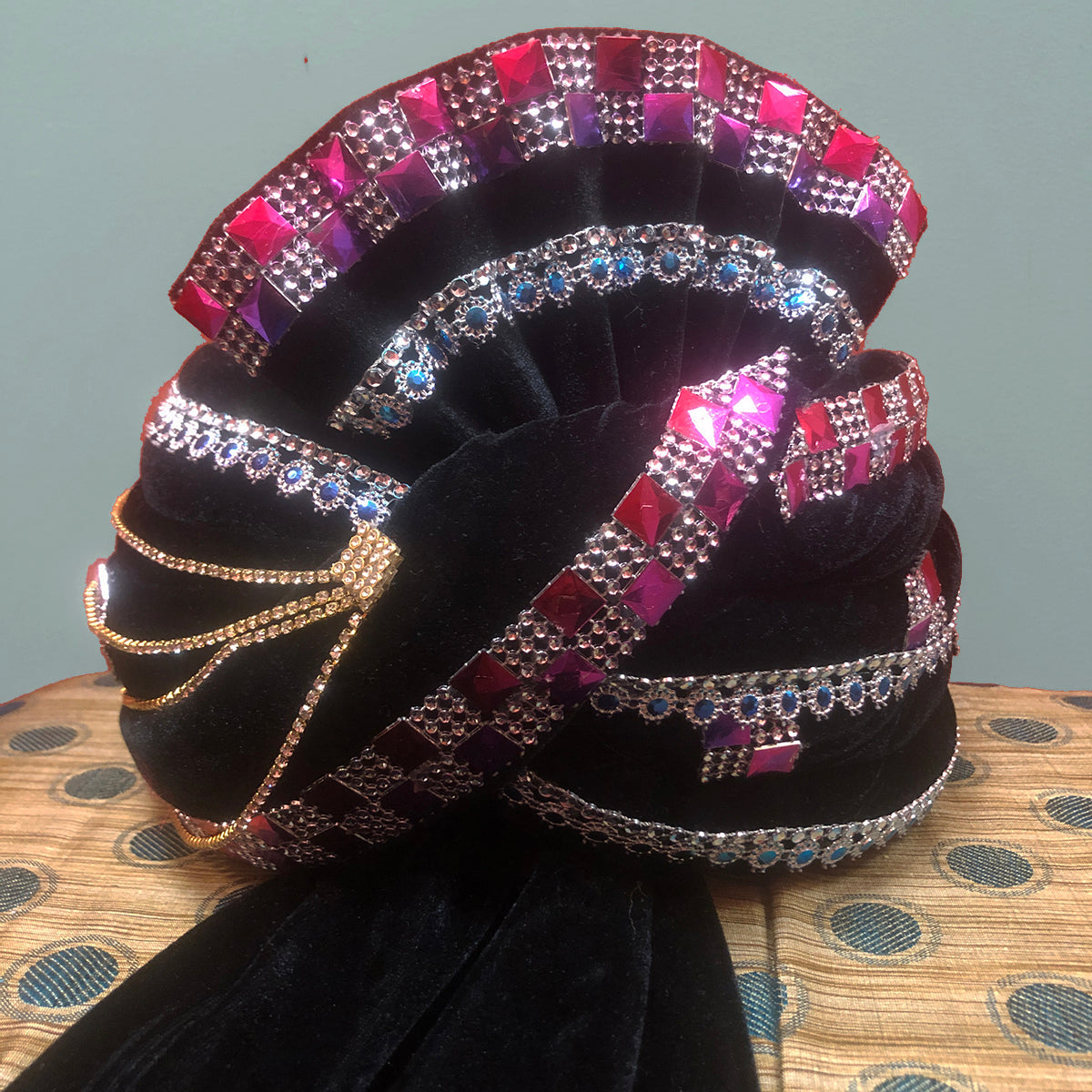Indian Wedding Turban-Black& Pink - Vintage India NYC