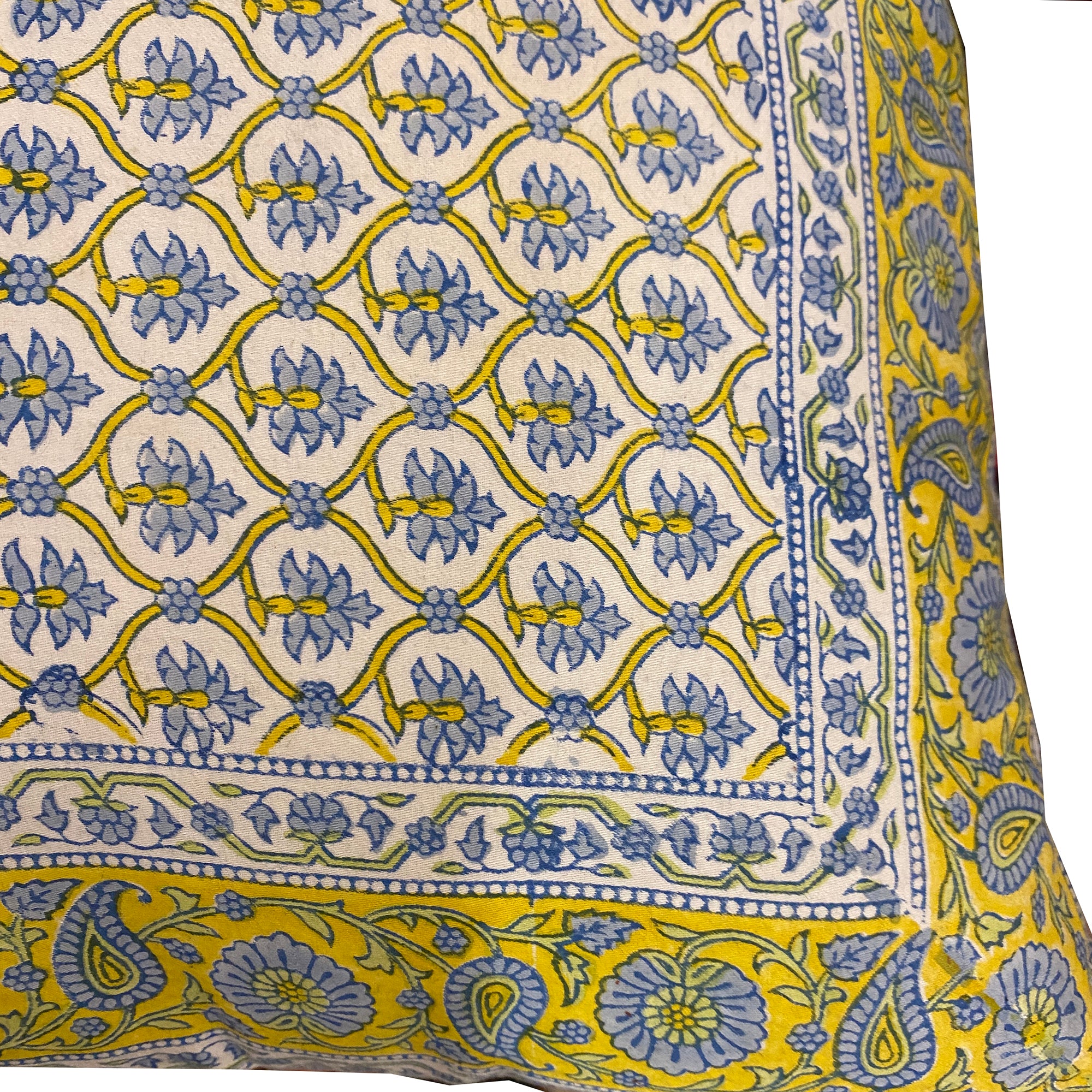 Provencal Block Print Pillow Cover 24x24 - Vintage India NYC