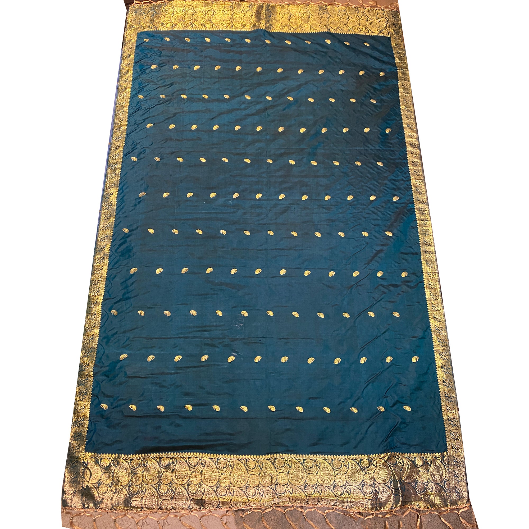 Handwoven Pure Silk and Gold Zari Dupatta Stoles-Many Colors - Vintage India NYC