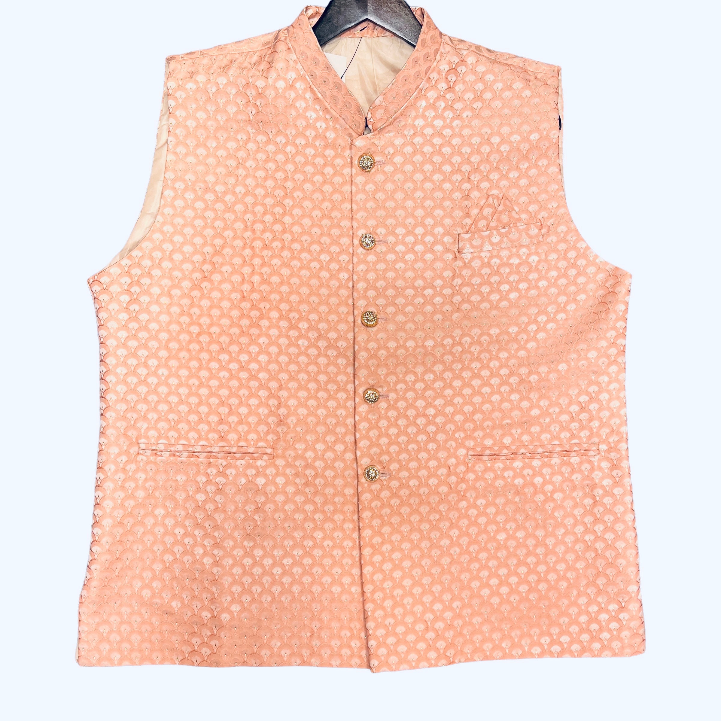 YD Pink Peach Scallop Vest - Vintage India NYC