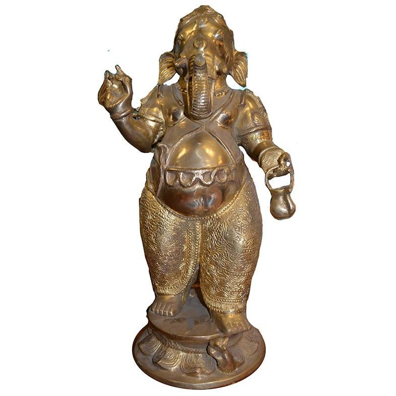 DP Brass Ganesha Standing - Vintage India NYC