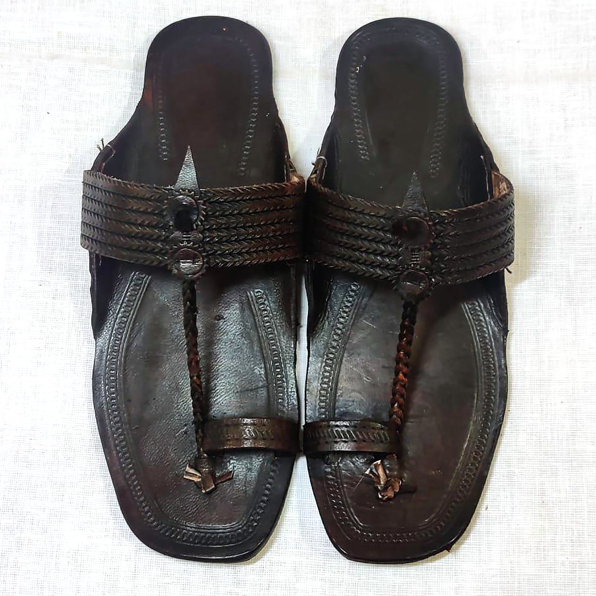 Dark Brown Handmade Indian Sandals 2 - Vintage India NYC