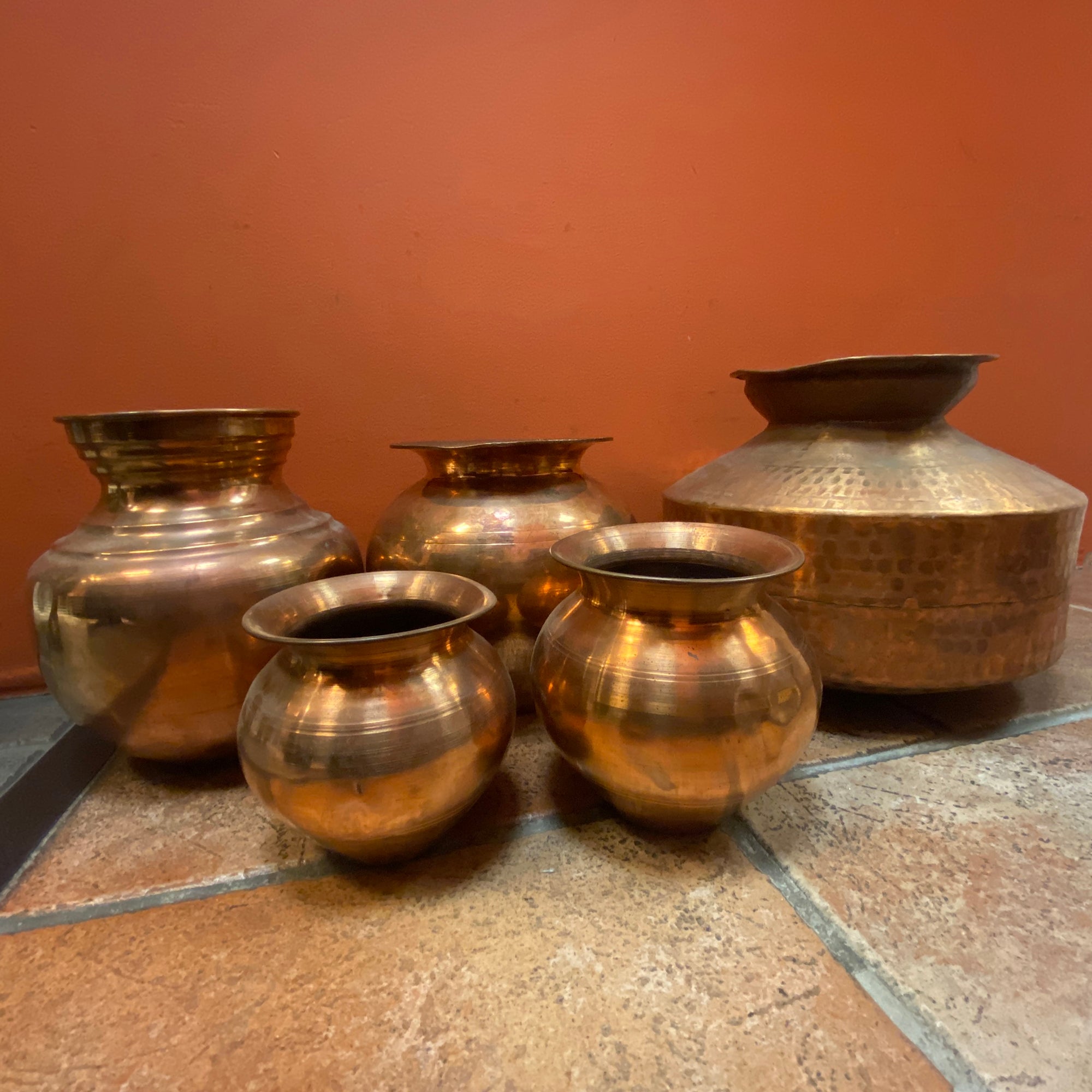 Handmade Copper Lotas-5 Sizes - Vintage India NYC