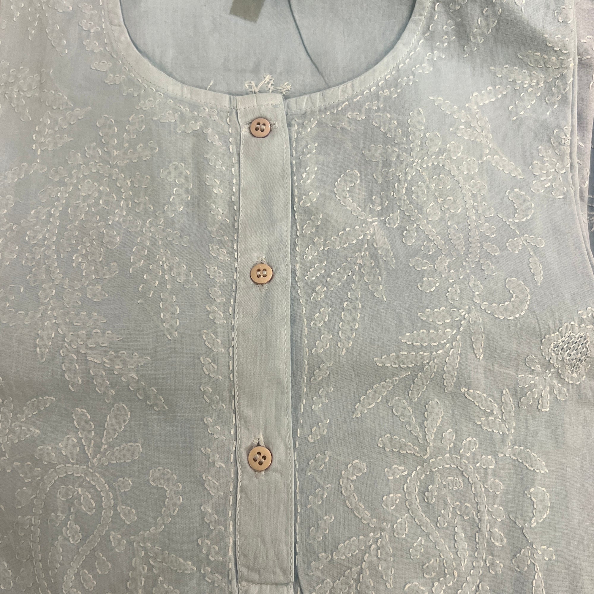 Cotton Chikan Short Kurtas 500-6 Colors - Vintage India NYC