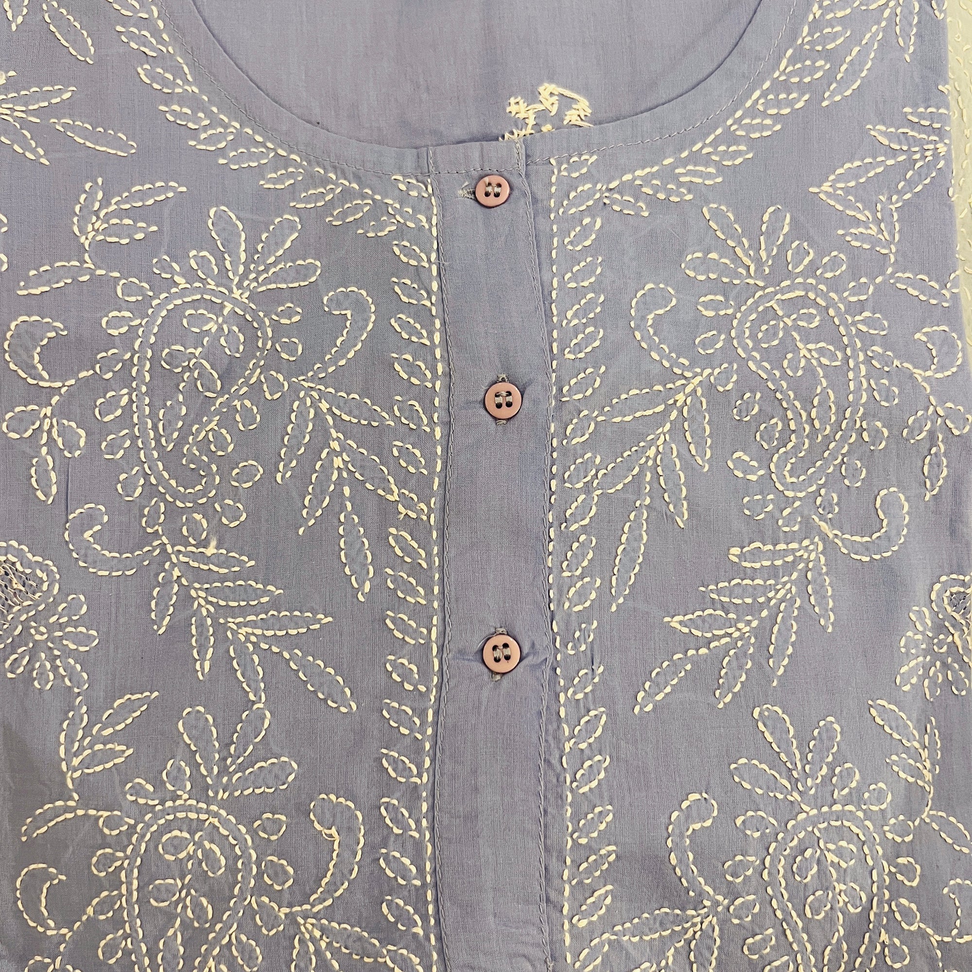 Cotton Chikan Short Kurtas 500-6 Colors - Vintage India NYC