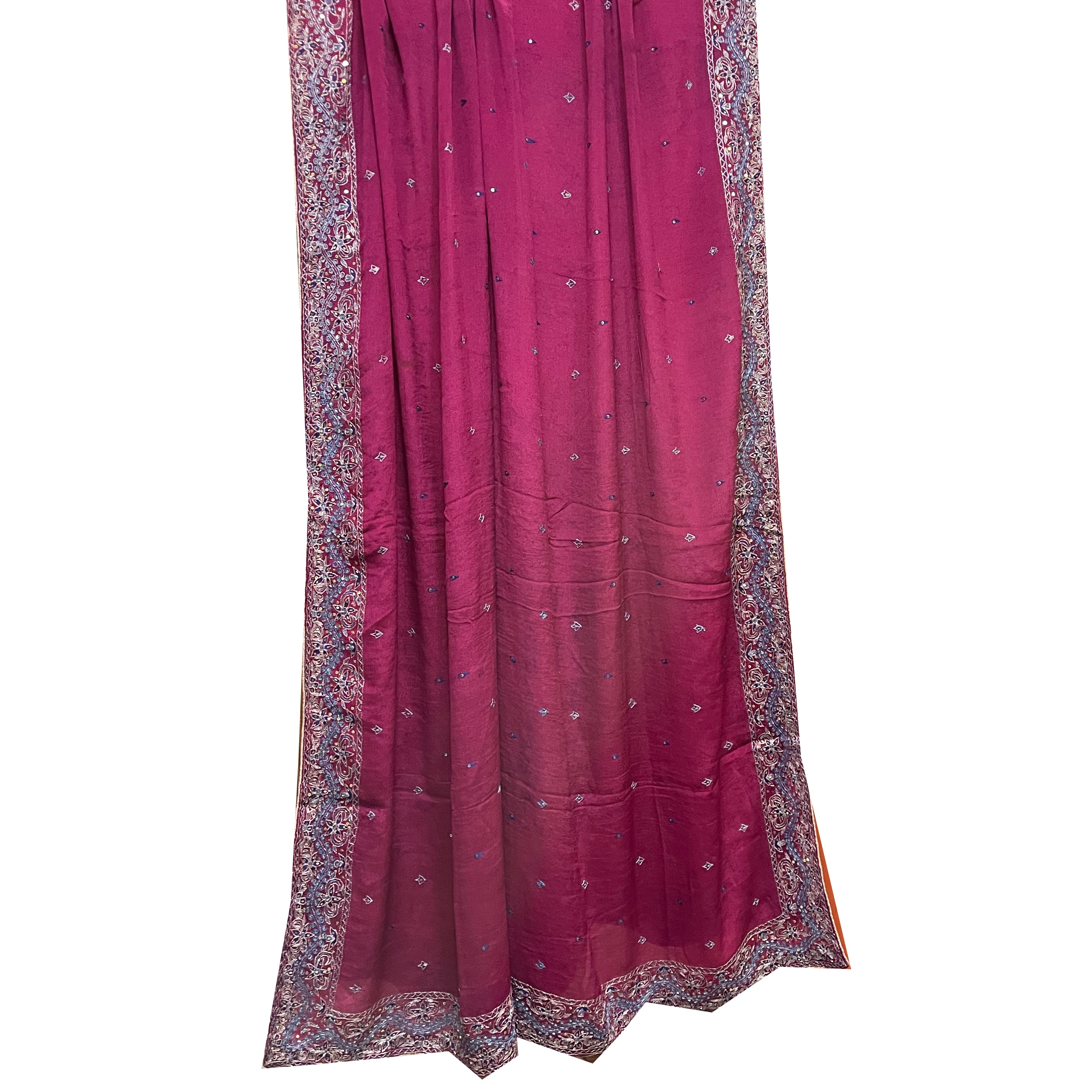 Vintage Dark Rani Pink Dupatta Scarf 8686 - Vintage India NYC