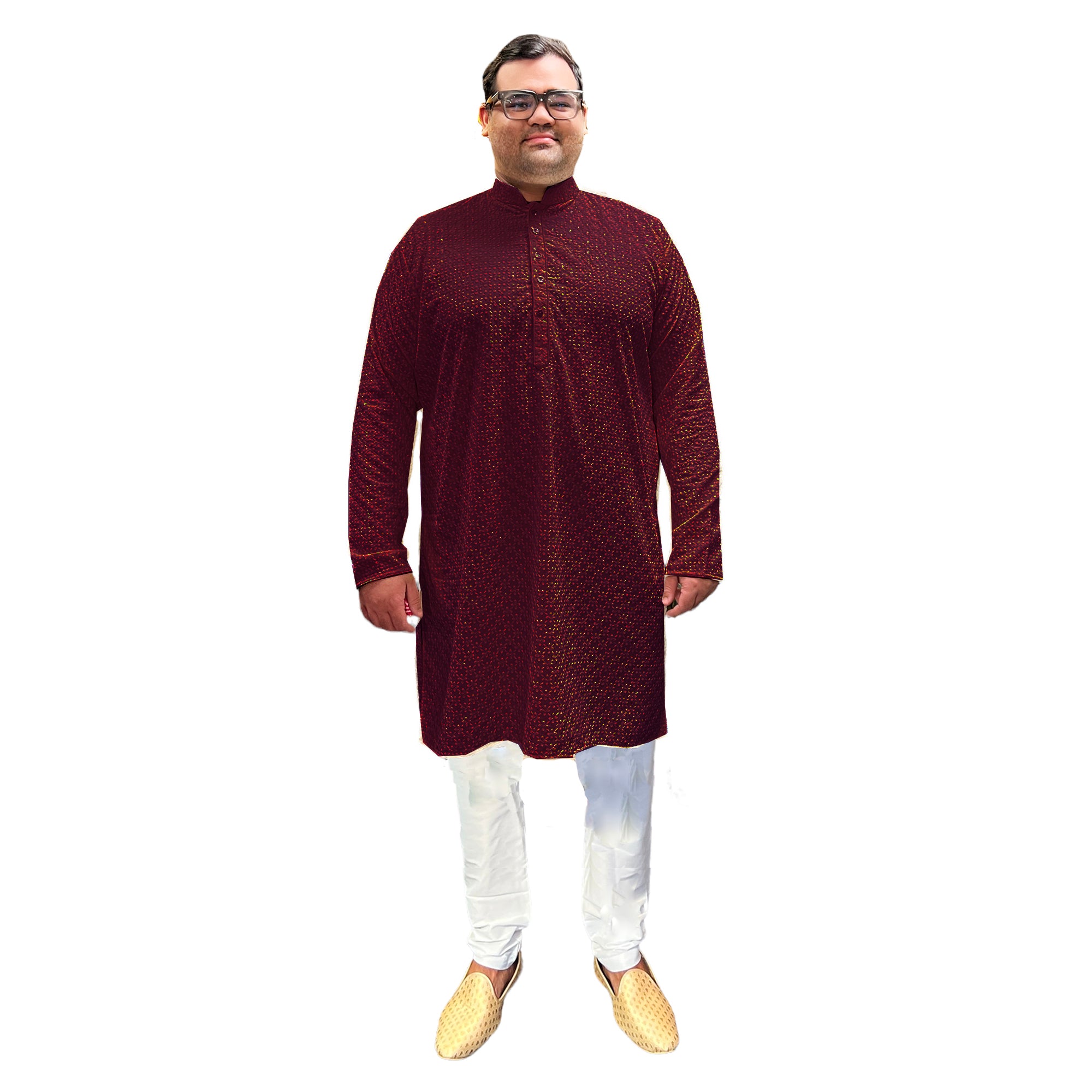 YD Lucknowi Embroidered Kurta-Big & Tall-2 Colors - Vintage India NYC