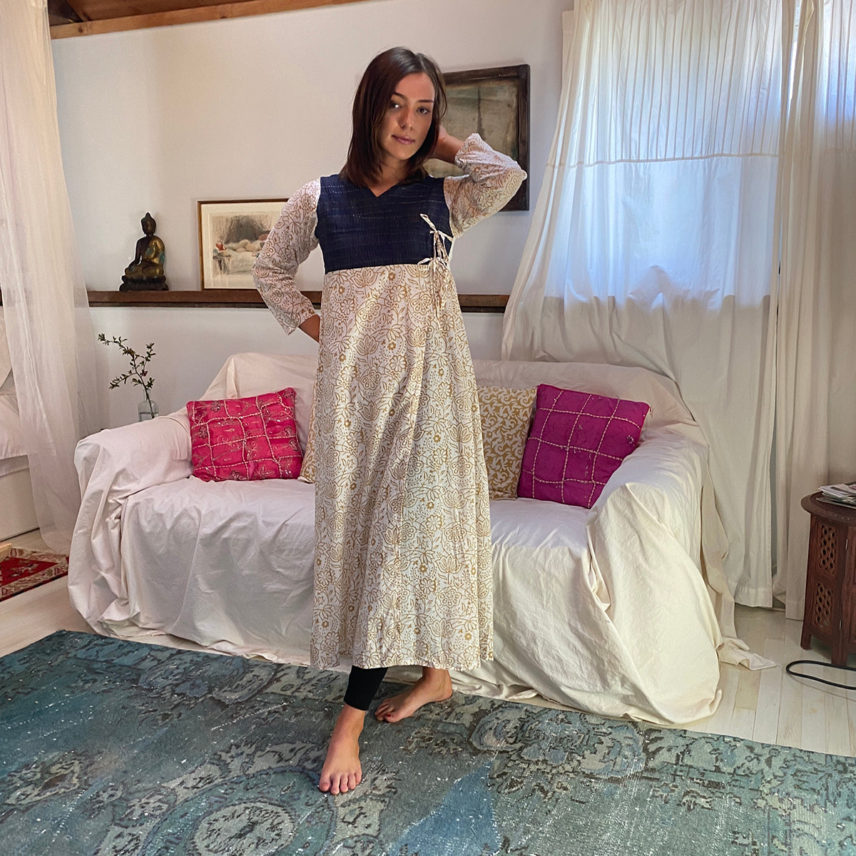 VR Denim Angrakha Wrap Dress - Vintage India NYC