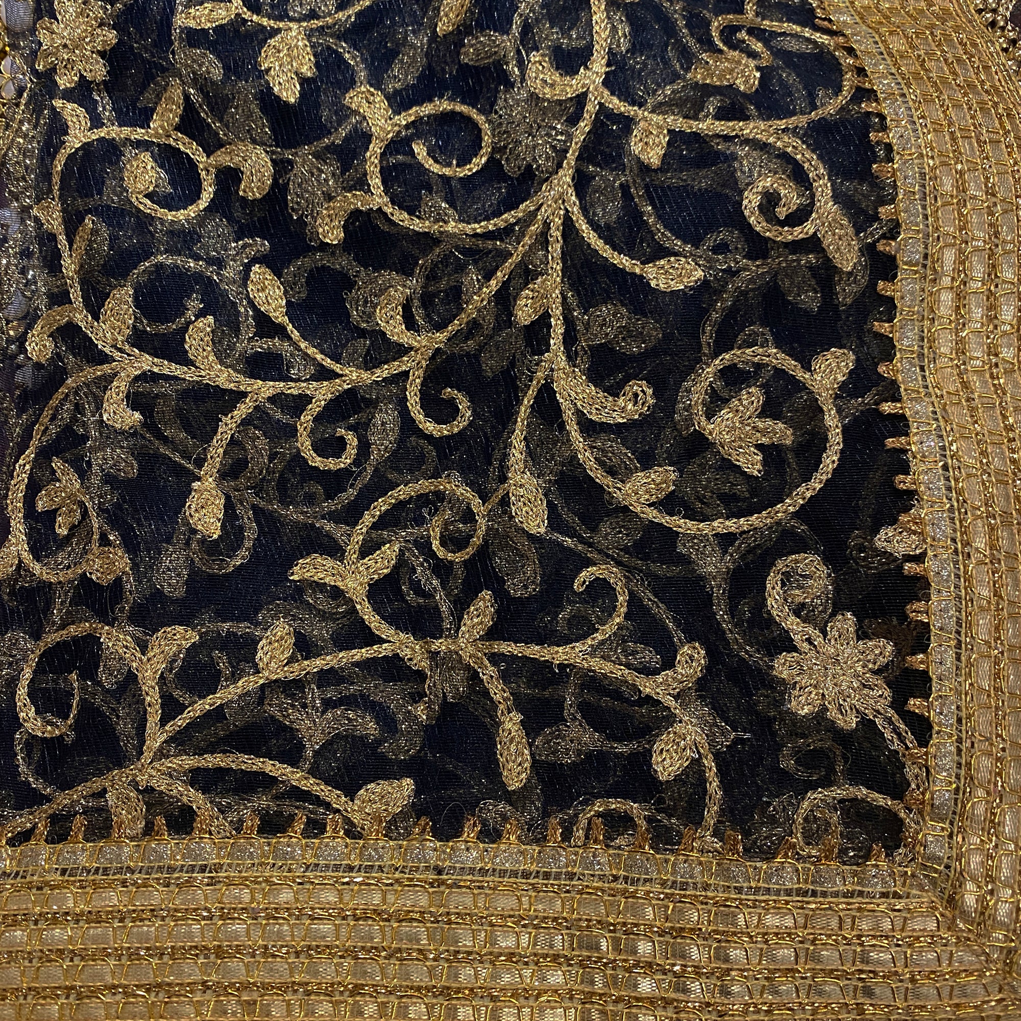 DT Gold Embroidered Dupatta - Vintage India NYC
