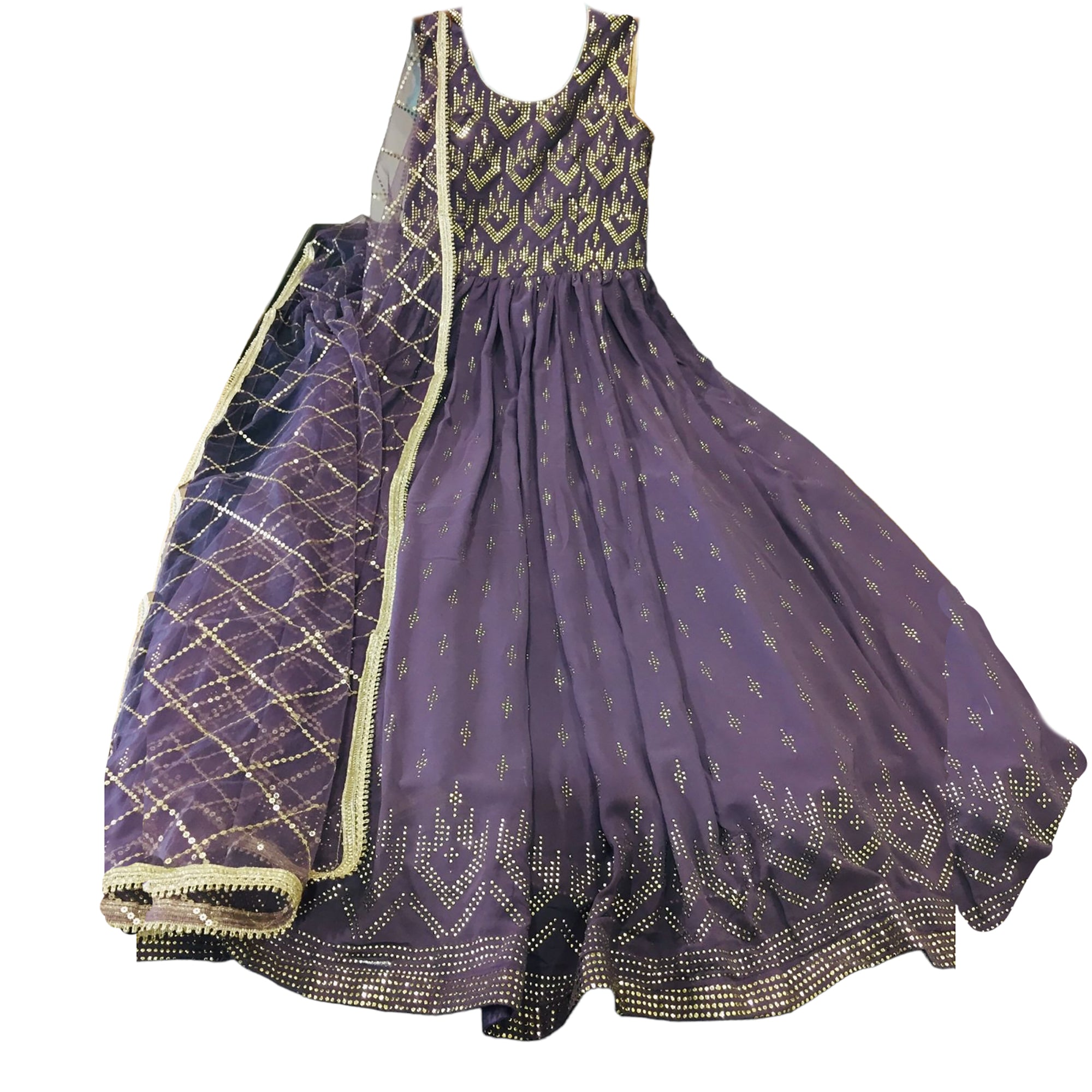 Georgette Anarkali Gown - Vintage India NYC