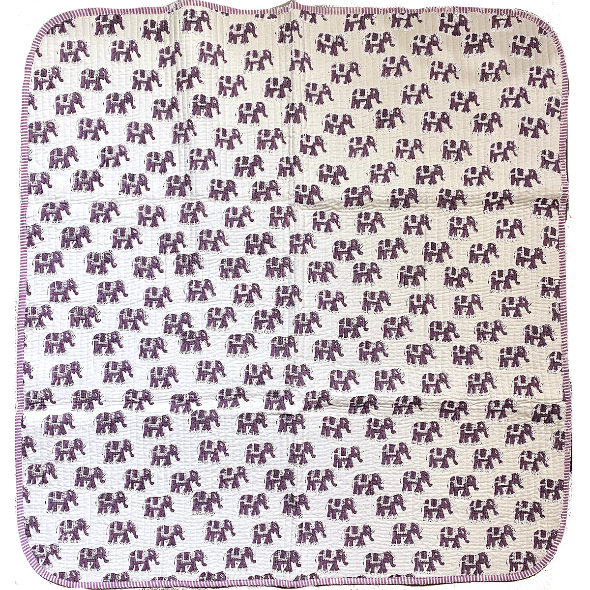 SC Blockprint Baby Blankets-Purple Elephant - Vintage India NYC