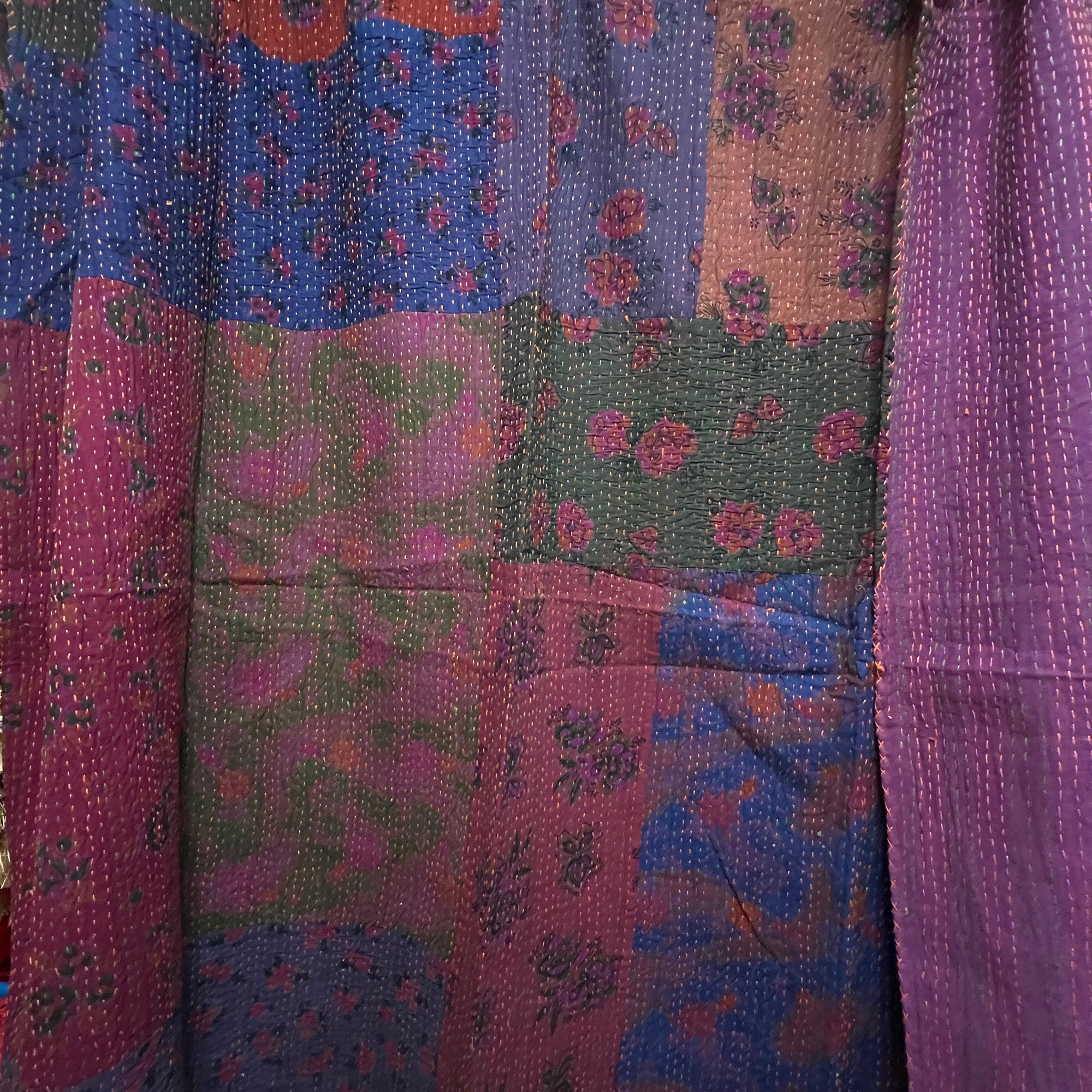 Kantha Blanket- Multicolor Floral - Vintage India NYC