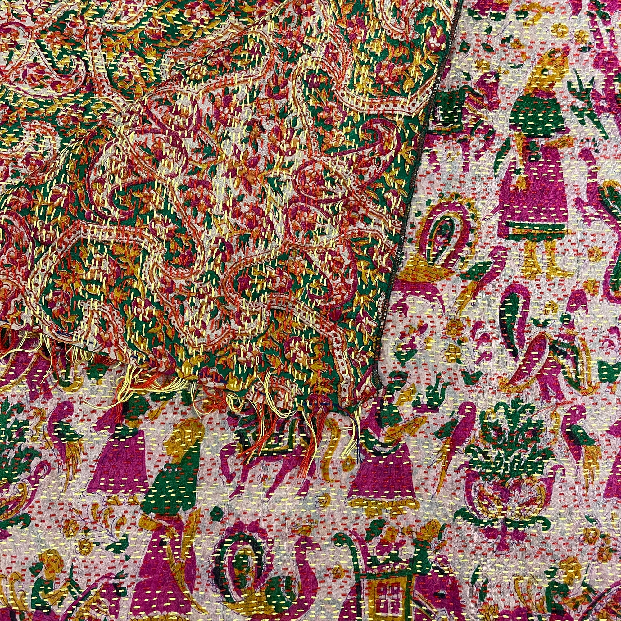 Silk Kantha Stoles - Vintage India NYC