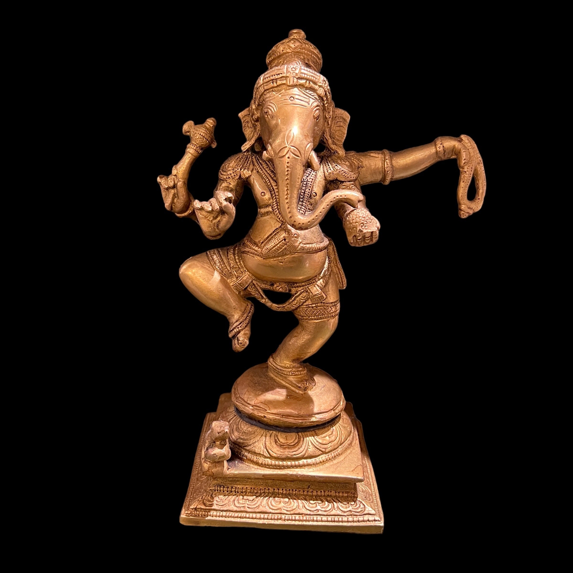 GM Brass Dancing Ganesh 2278- 9.5in - Vintage India NYC