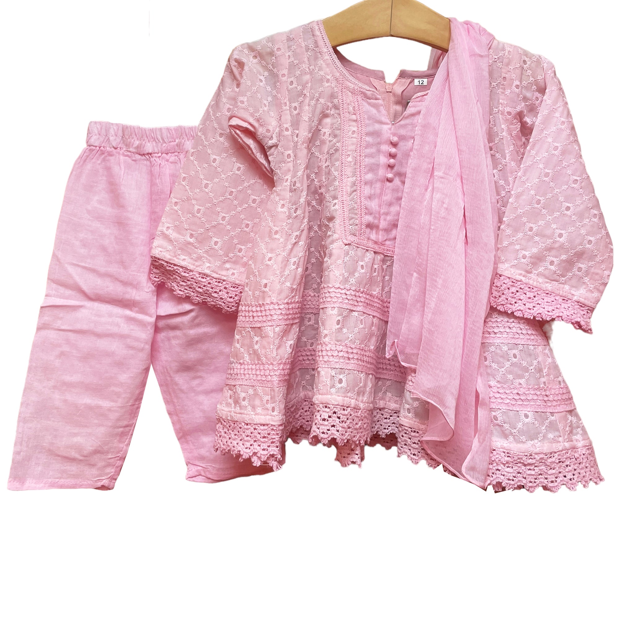 DT Girls Pink Cotton Anarkali-Sizes 1-6 - Vintage India NYC