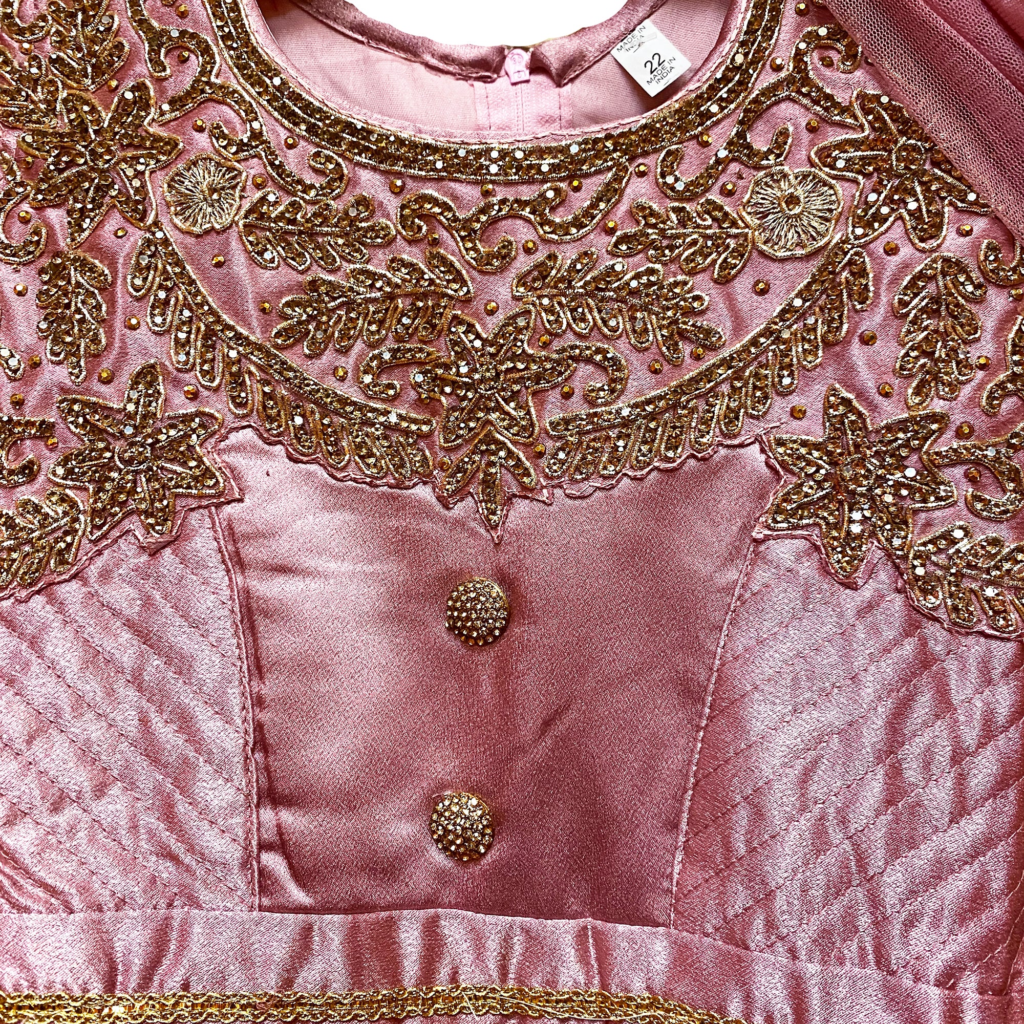 Girls Rose Pink Anarkali - Vintage India NYC
