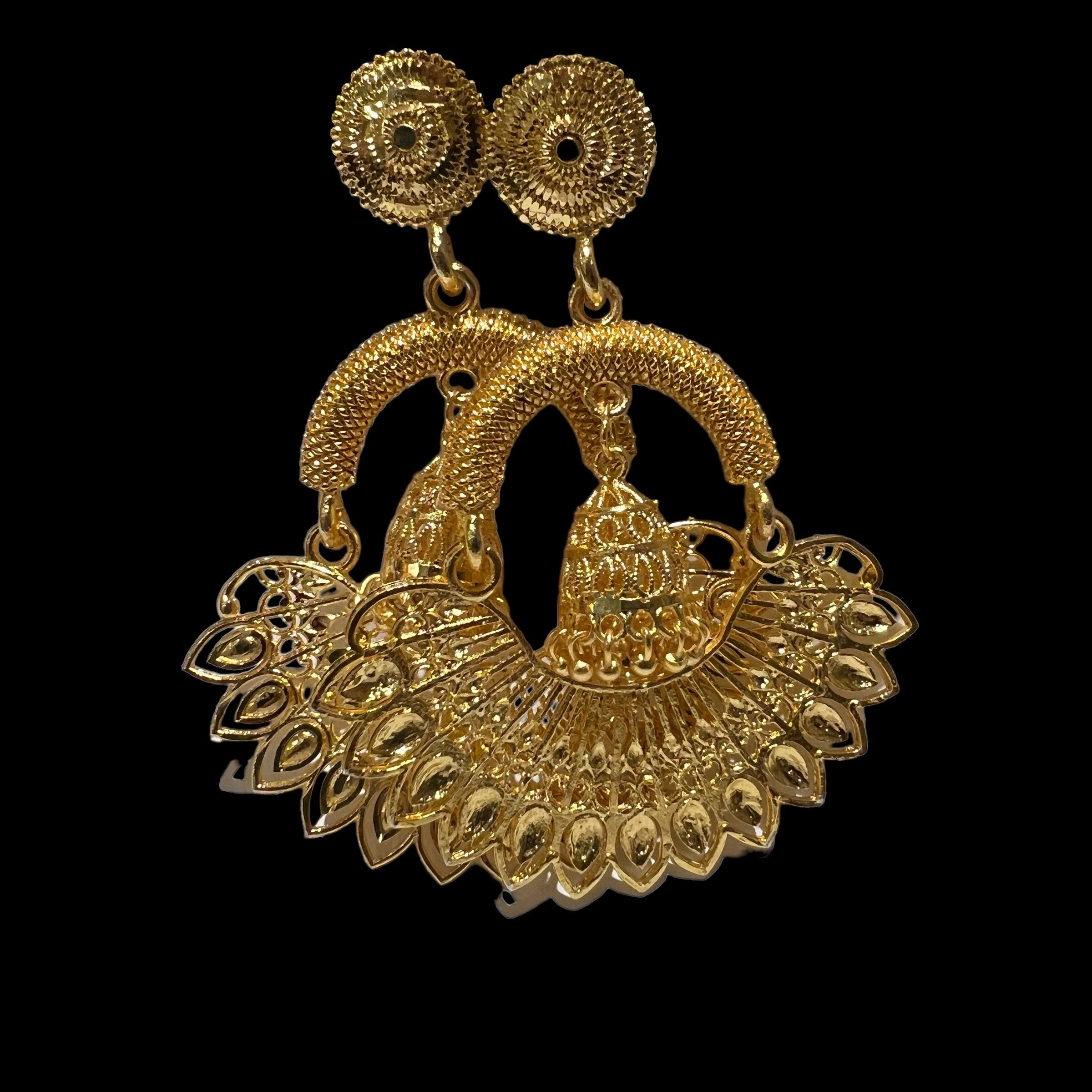 Gold Chandbali Earrings 209 - Vintage India NYC