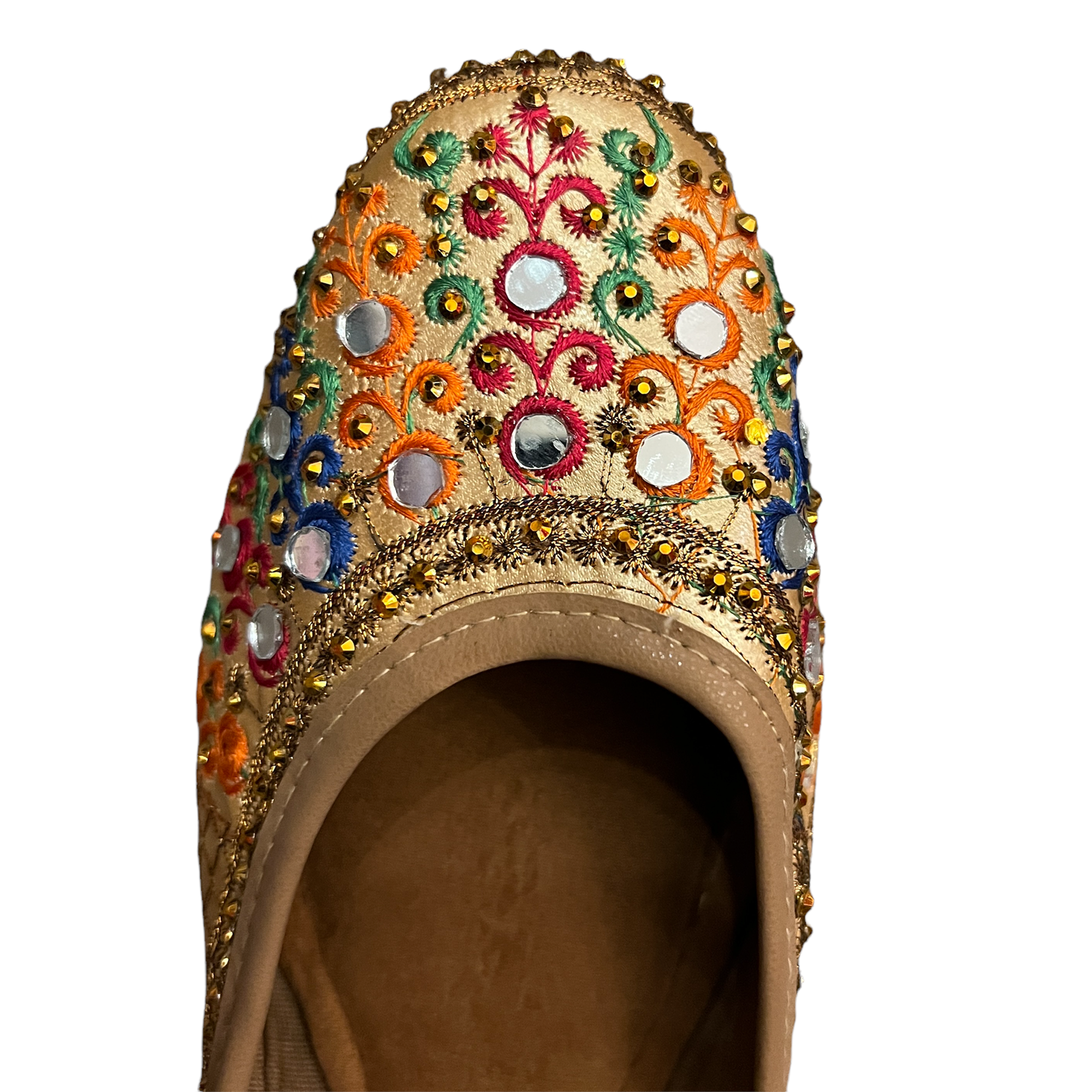 Women's Gold Mirror Juttis - Vintage India NYC