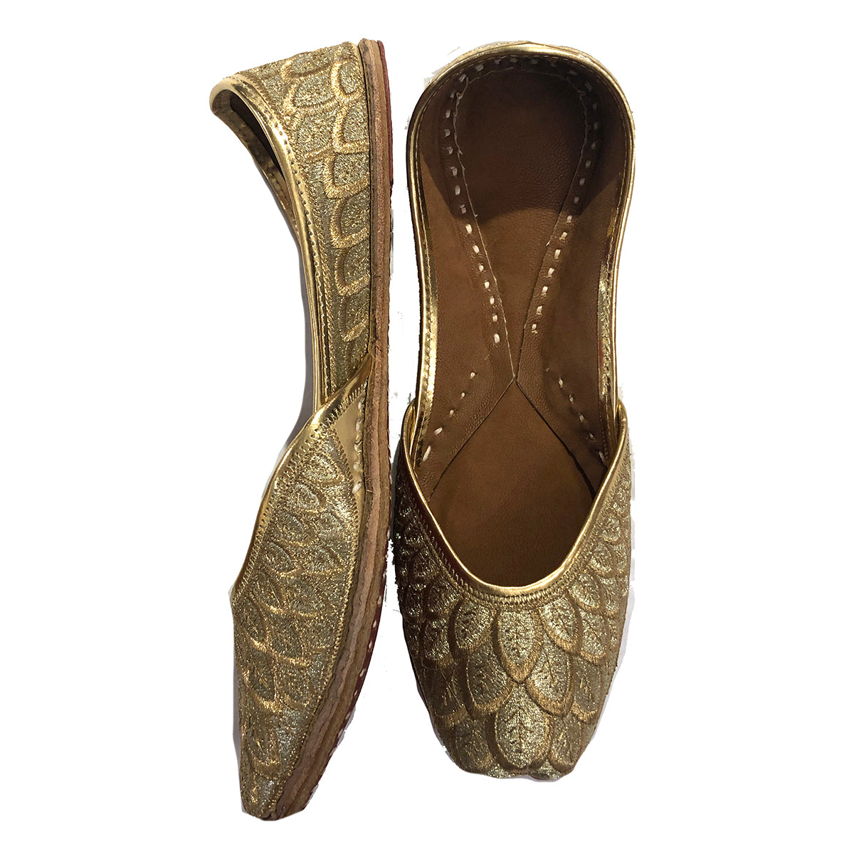 BN ladies gold juttis - Vintage India NYC