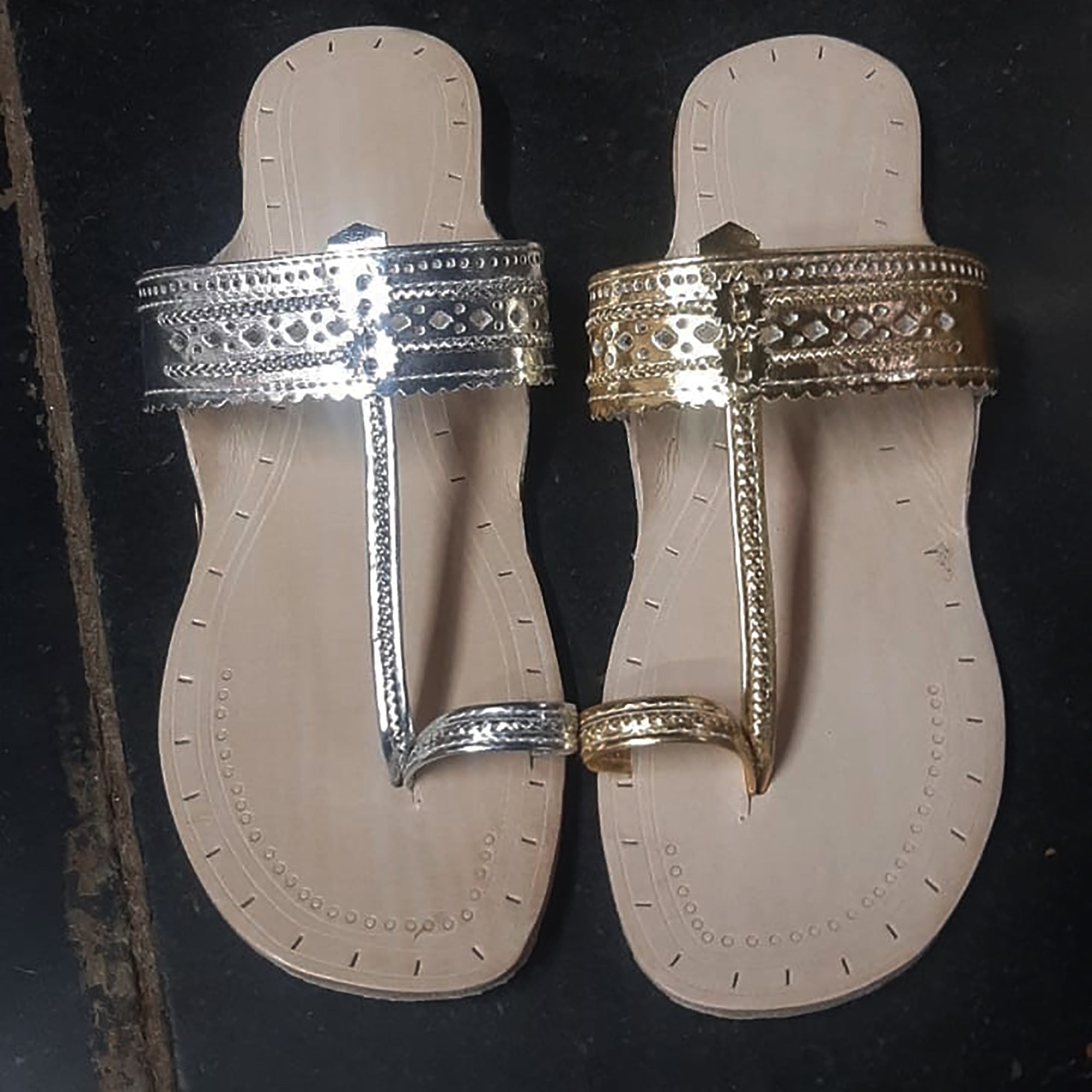 RO Silver and Gold Indian Sandals - Vintage India NYC