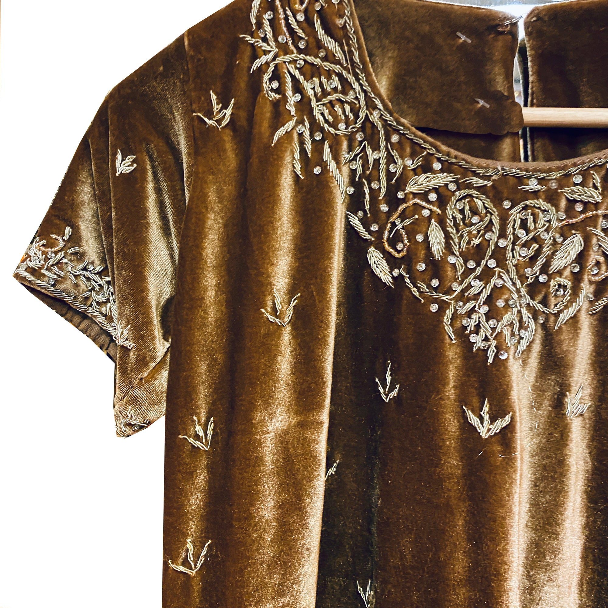 Gold Velvet Top with Zardosi Embroidery - Vintage India NYC