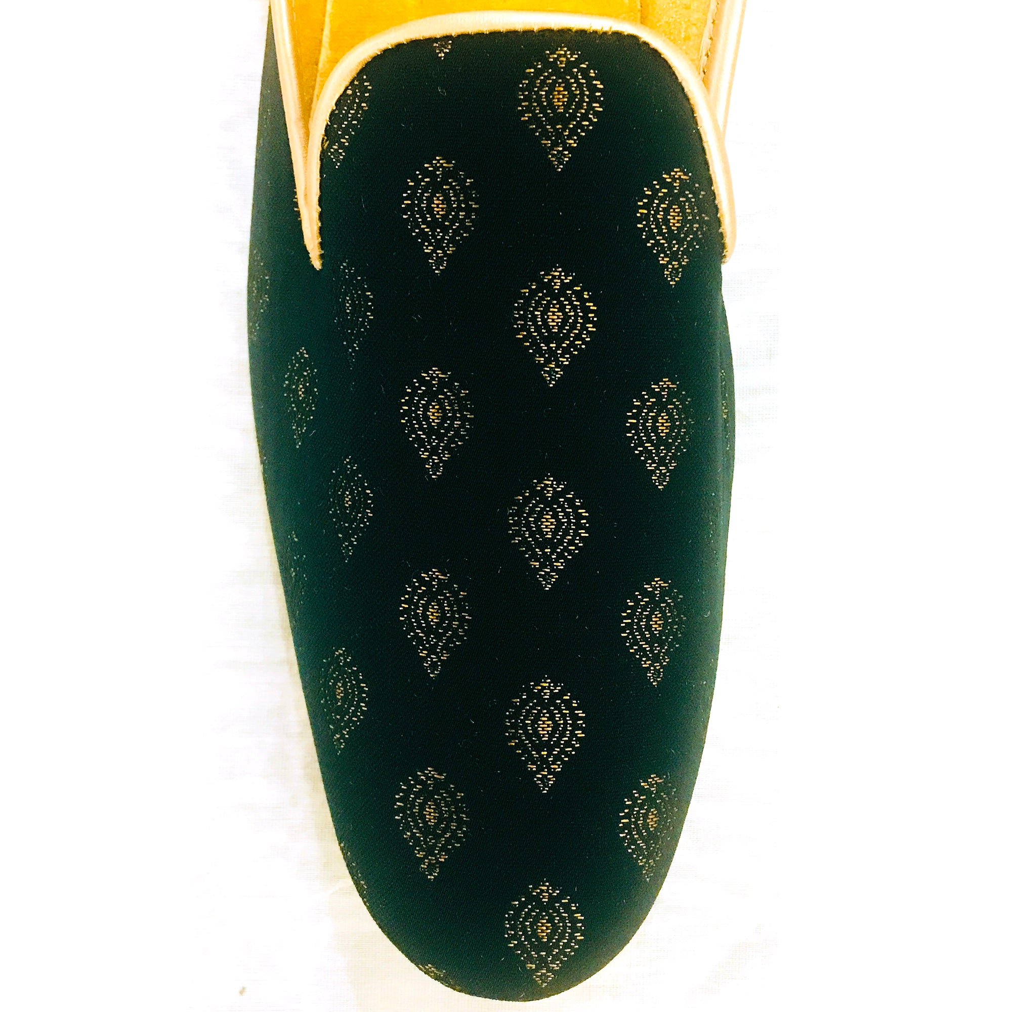 YD Dark Green Brocade Loafer - Vintage India NYC