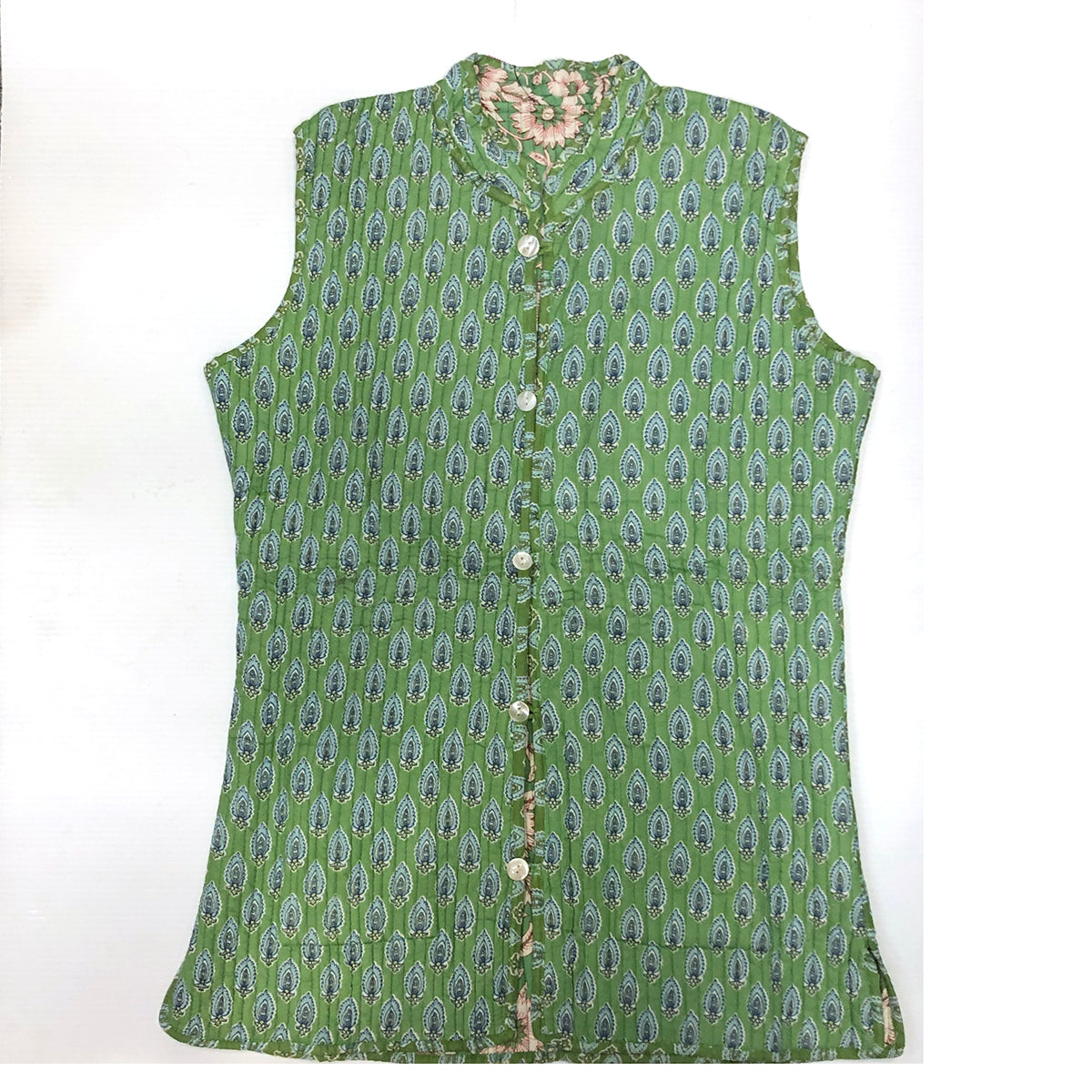 VR Sea Green Quilted Vest - Vintage India NYC