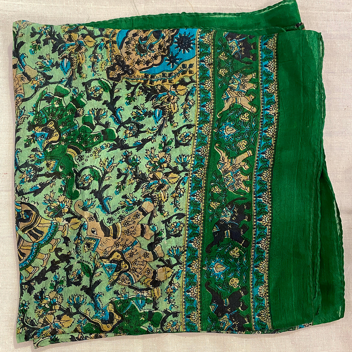 Elephant Print Silk Scarves - Vintage India NYC
