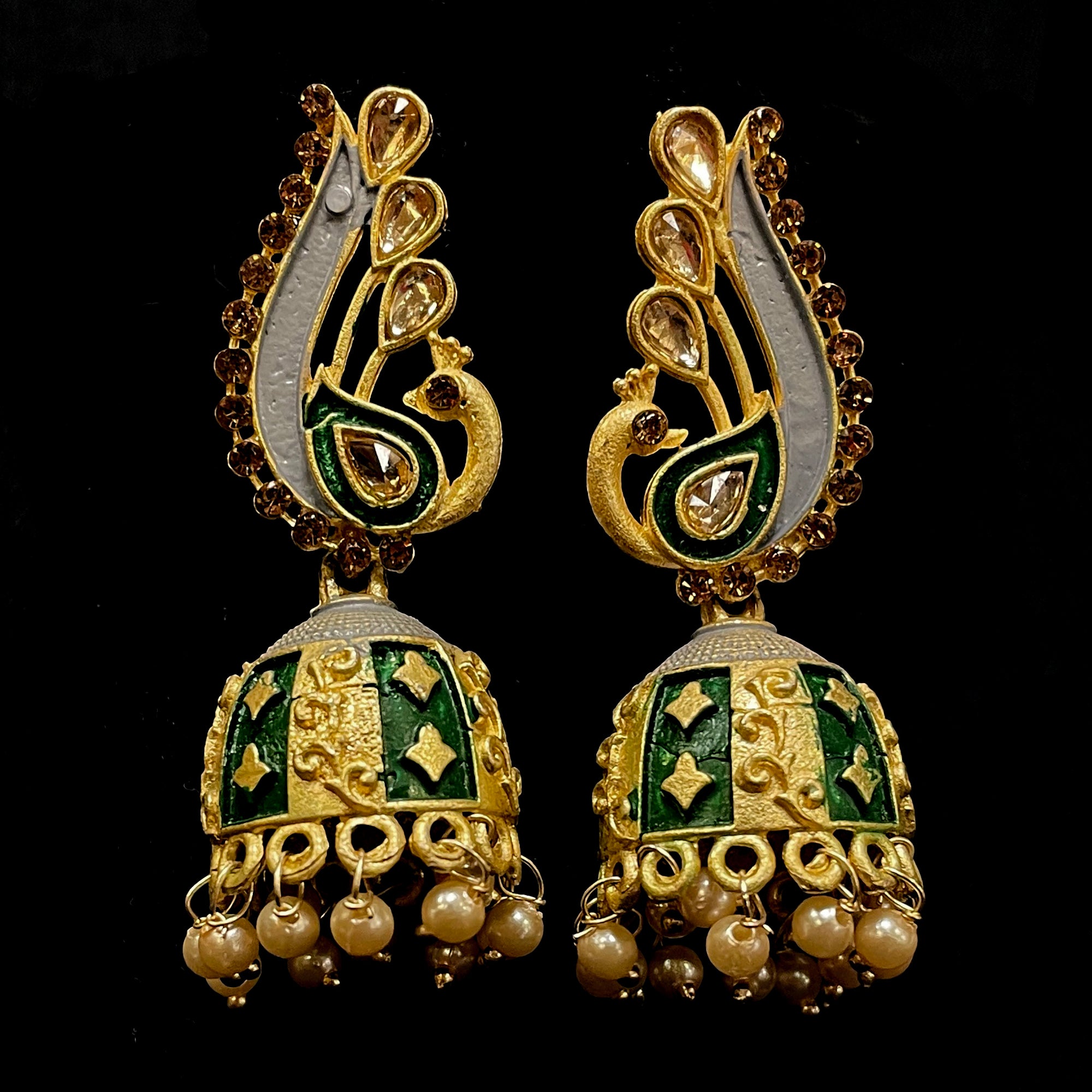 Enamel Jhumki Earrings-5 Colors - Vintage India NYC