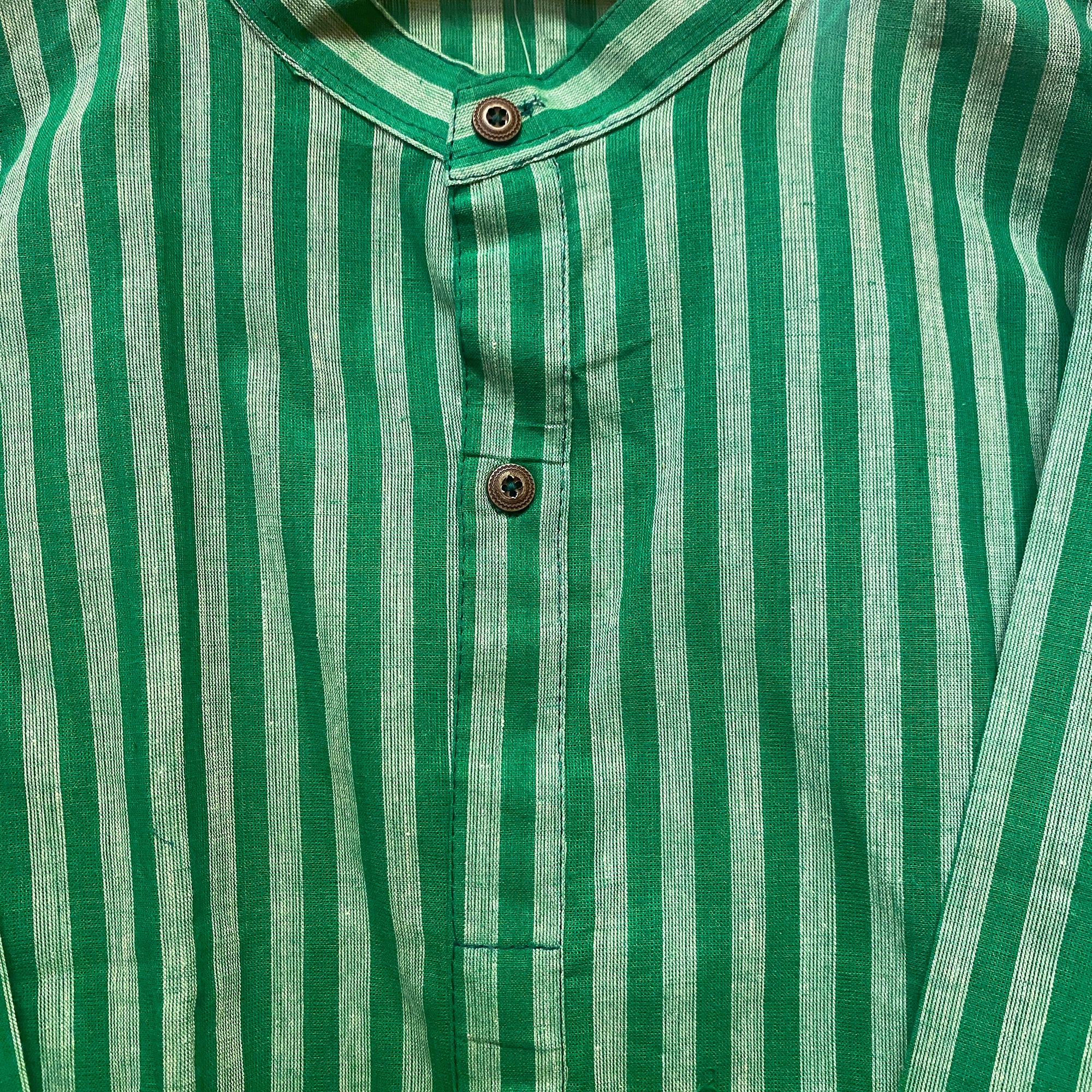 Green Stripe Kurta - Vintage India NYC