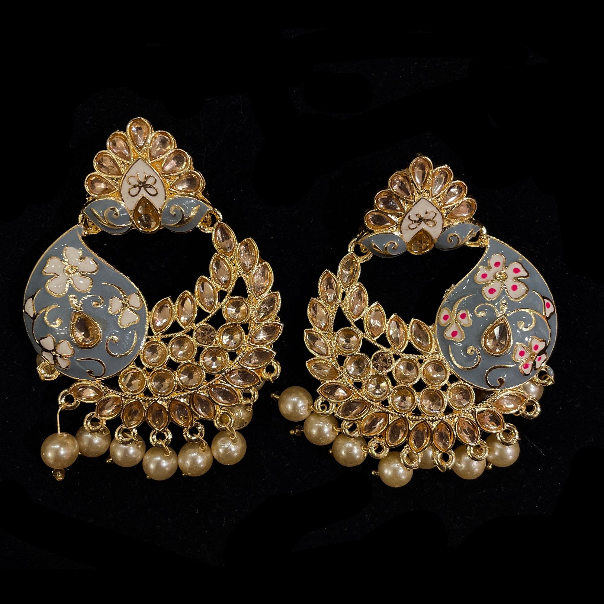 Chandbali Enamel Earrings-3 Colors - Vintage India NYC