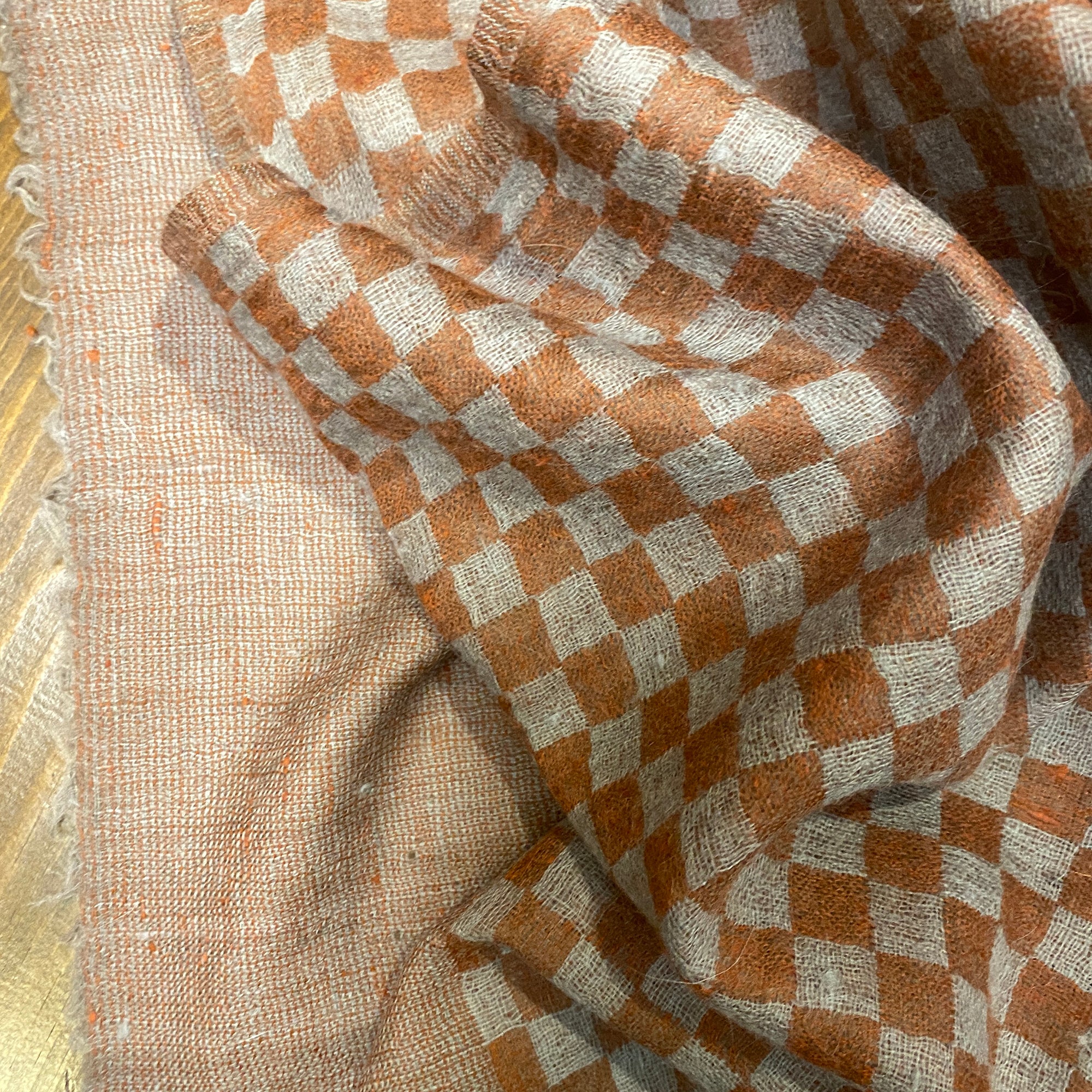 Grey and Rust Cashmere Shawl - Vintage India NYC
