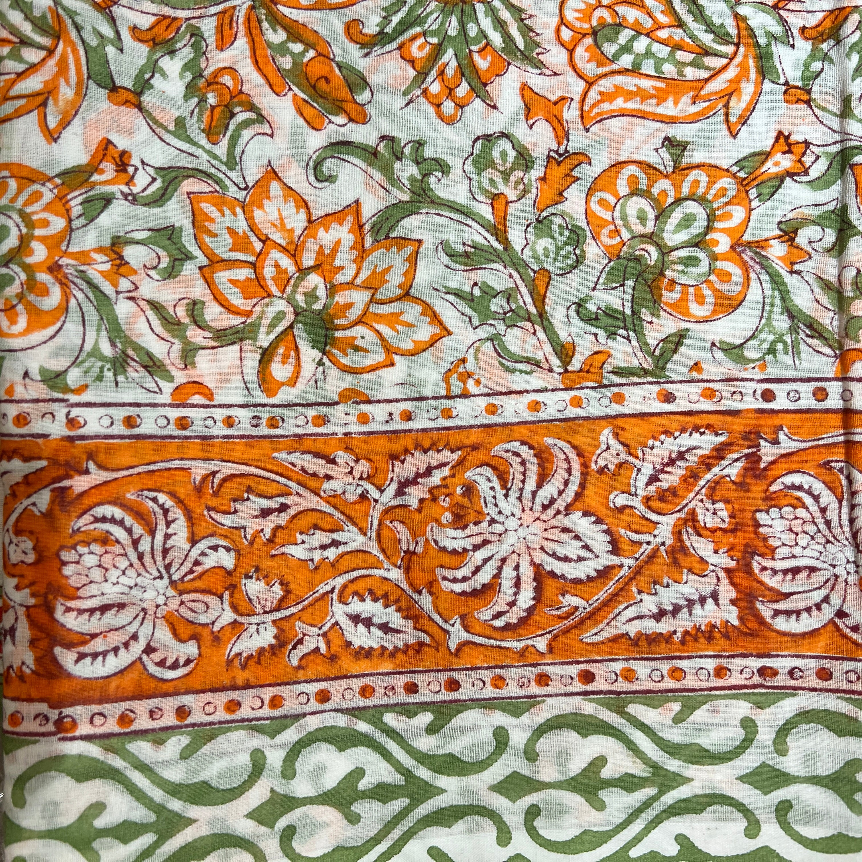 Block Print Sarongs/Scarves-Yellow Greens - Vintage India NYC