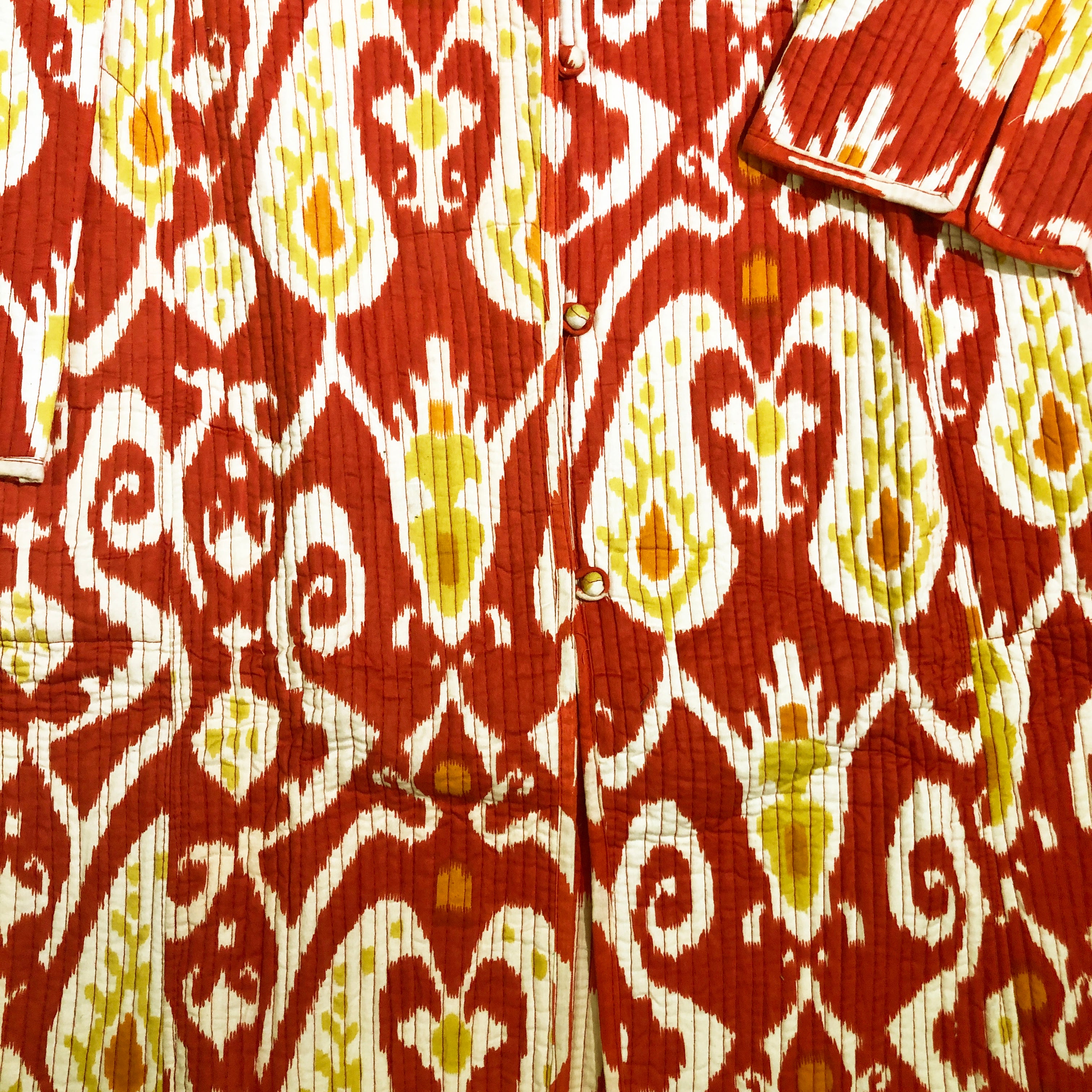 VR Red Ikat Quilted Coat - Vintage India NYC