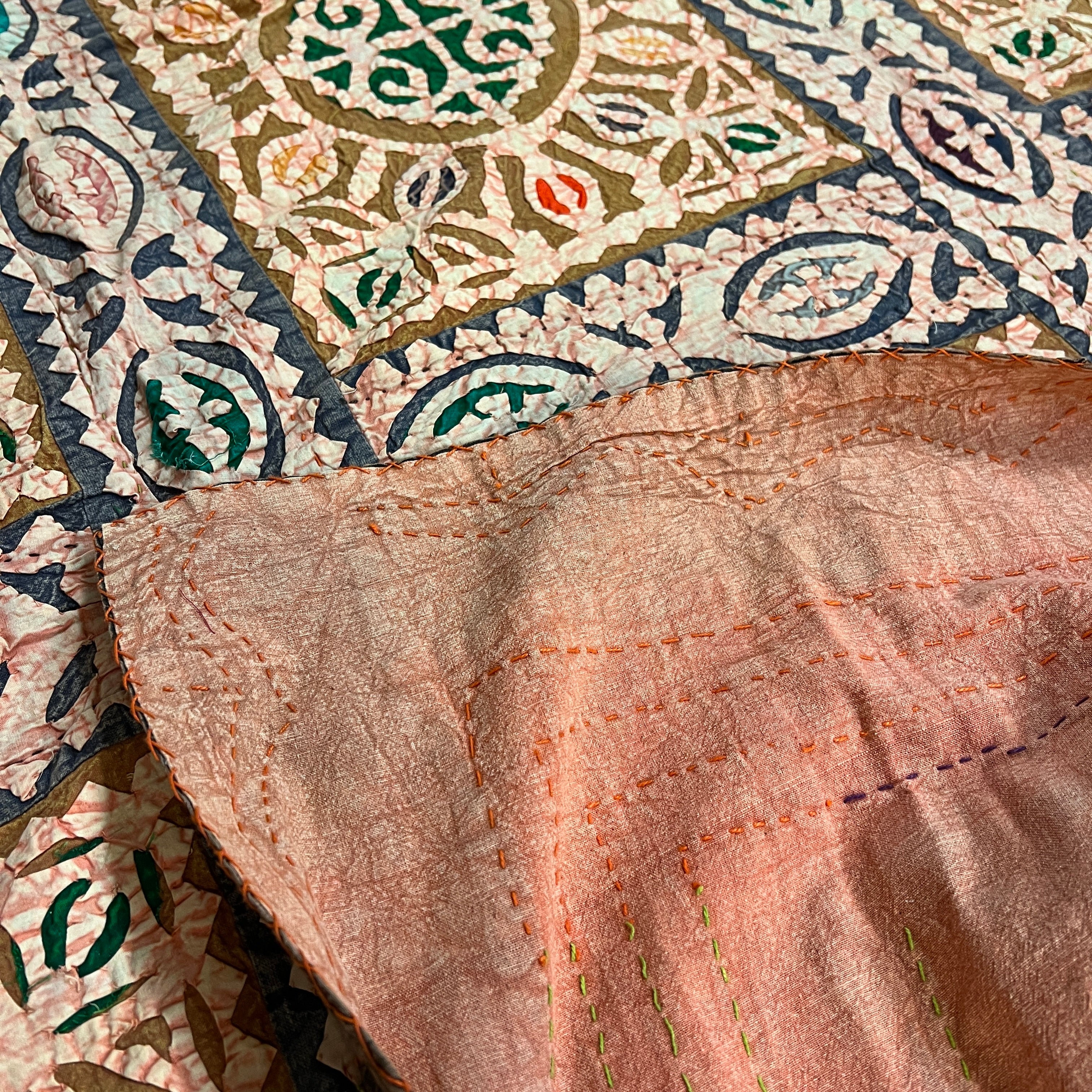 Hand Made Cutwork Bedcover 1 - Vintage India NYC