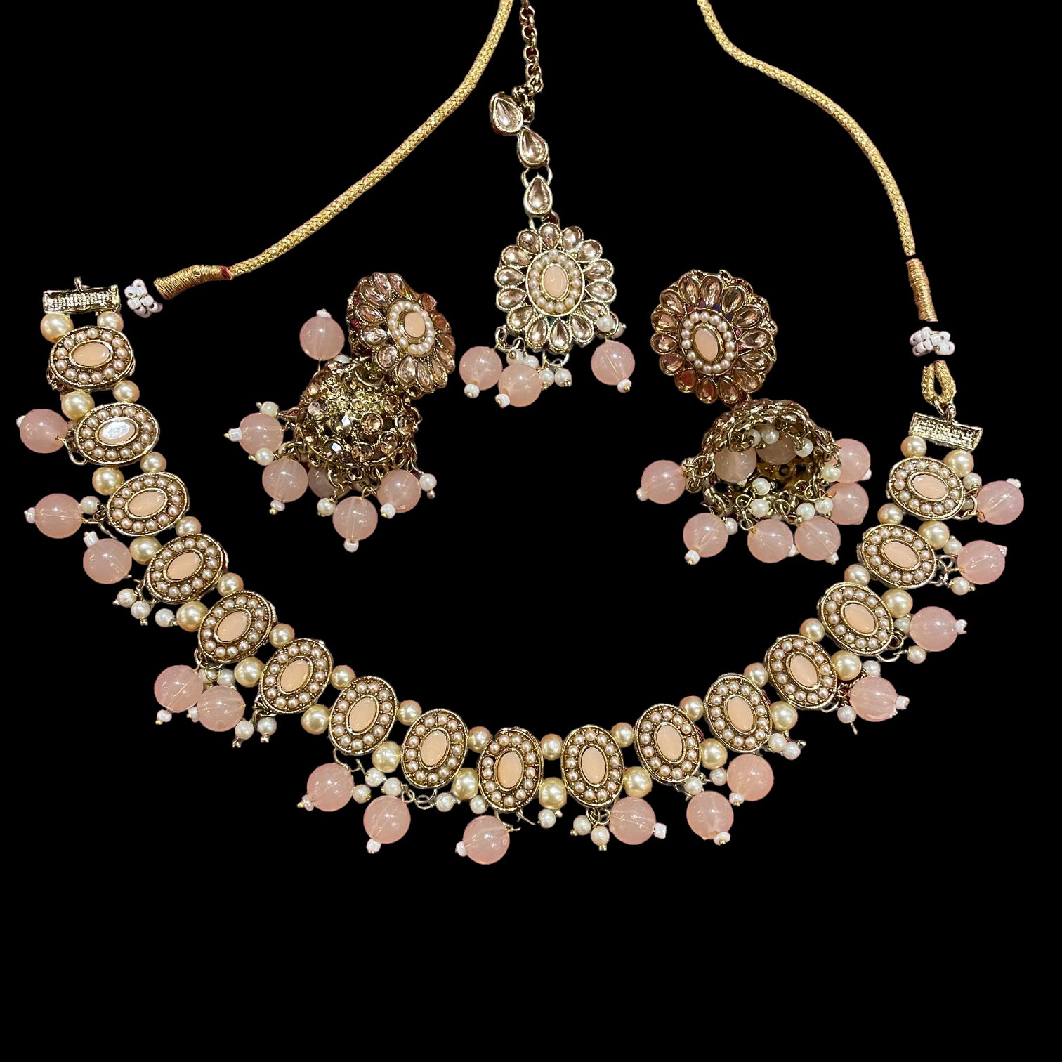 AH Oval and Pearl Necklace Sets - Vintage India NYC