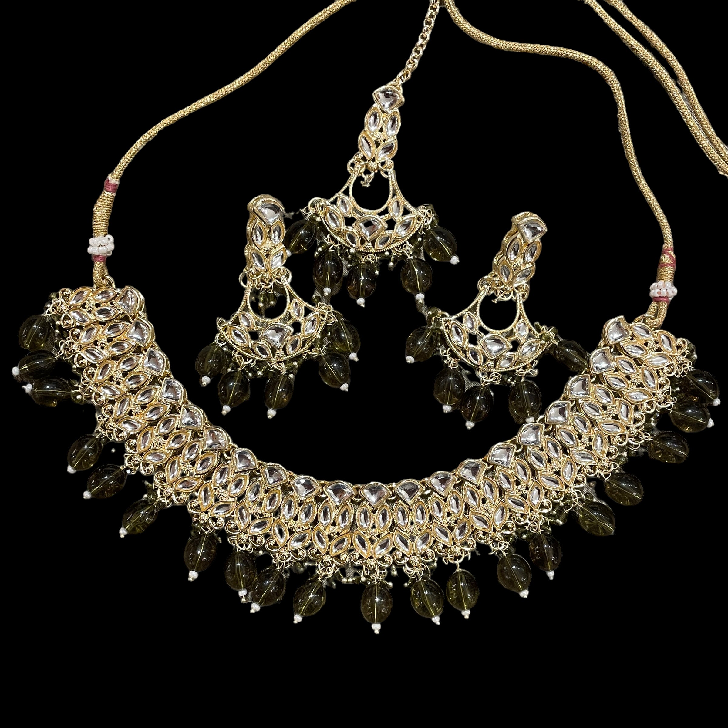 AH Fan and stone Necklace Sets - Vintage India NYC