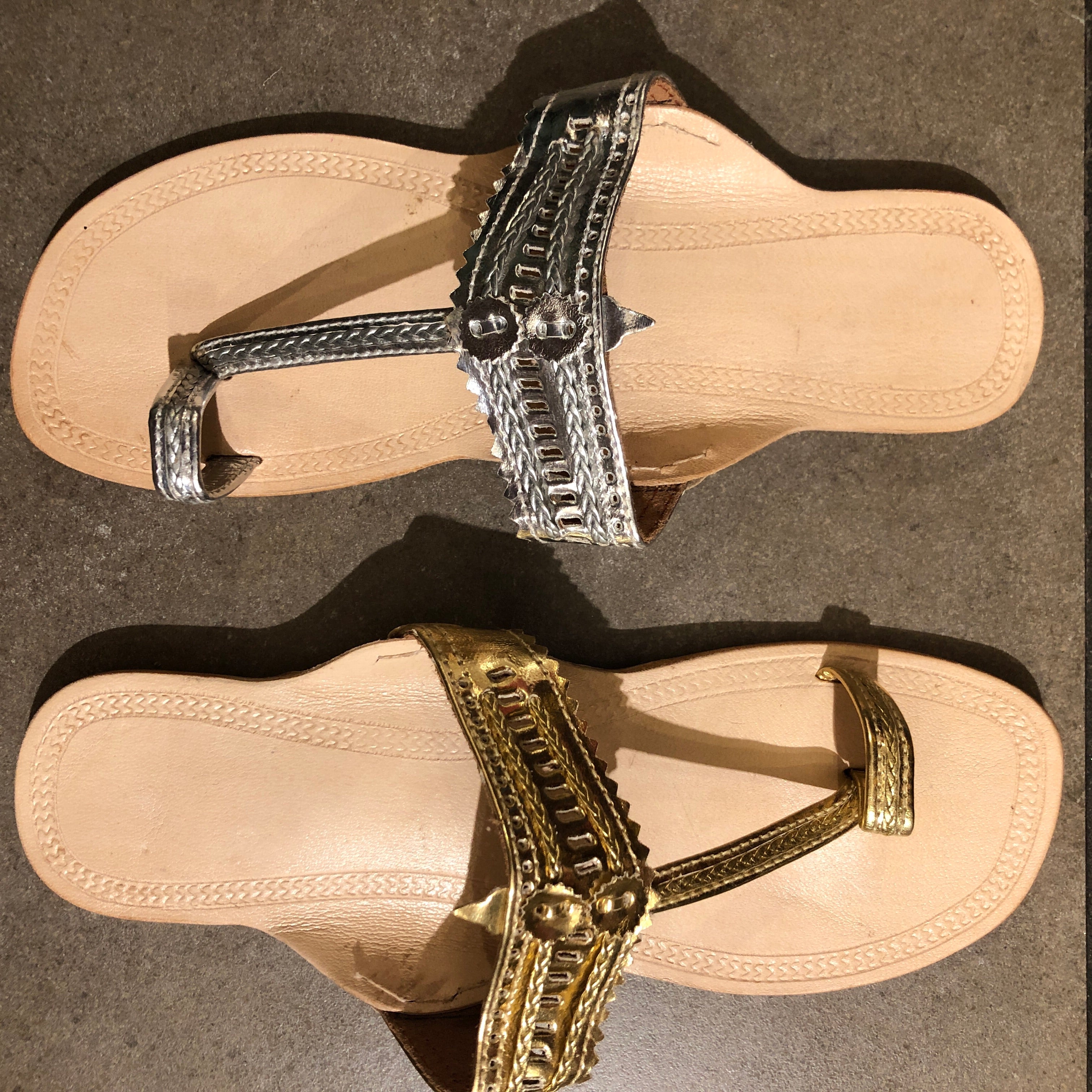 RO Silver and Gold Indian Sandals - Vintage India NYC