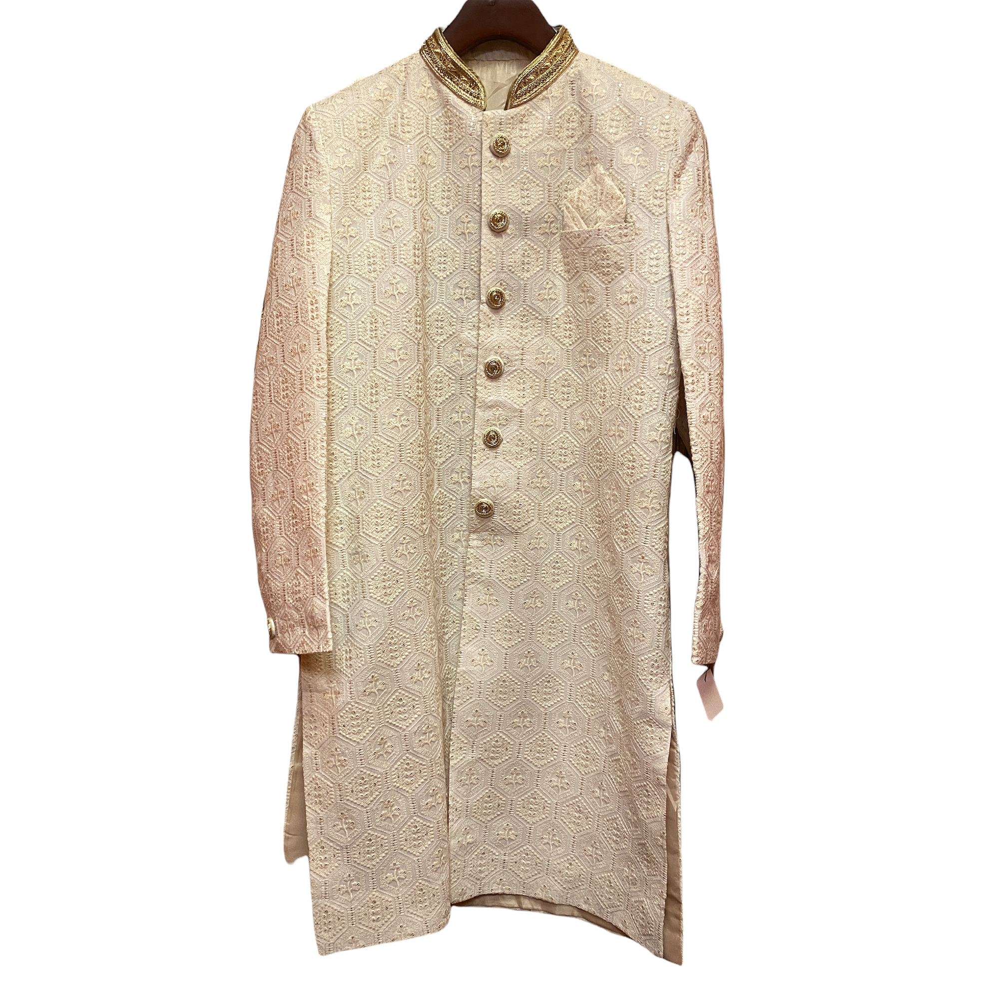 Ivory Textured Sherwani - Vintage India NYC