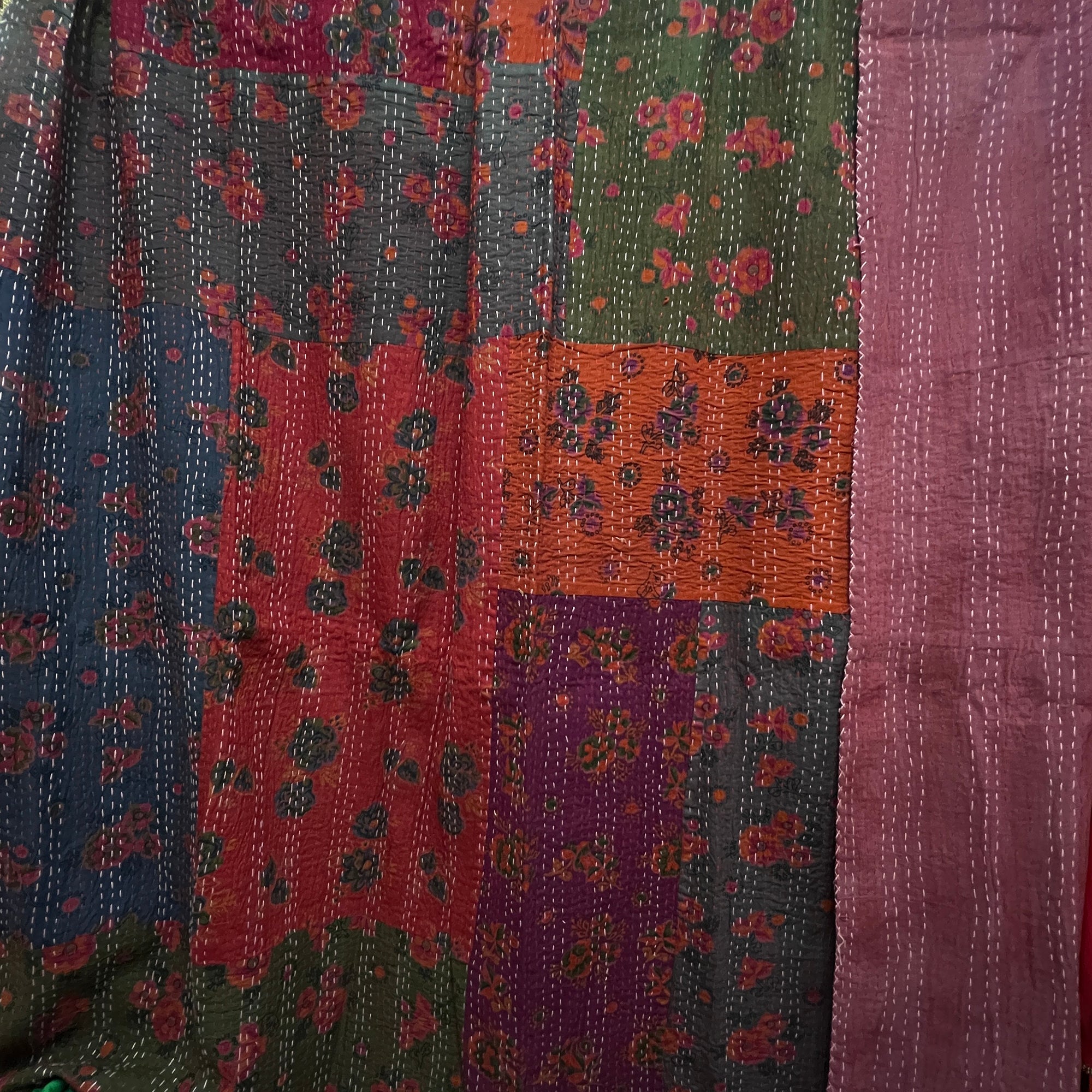 Kantha Blanket- Multicolor Floral - Vintage India NYC