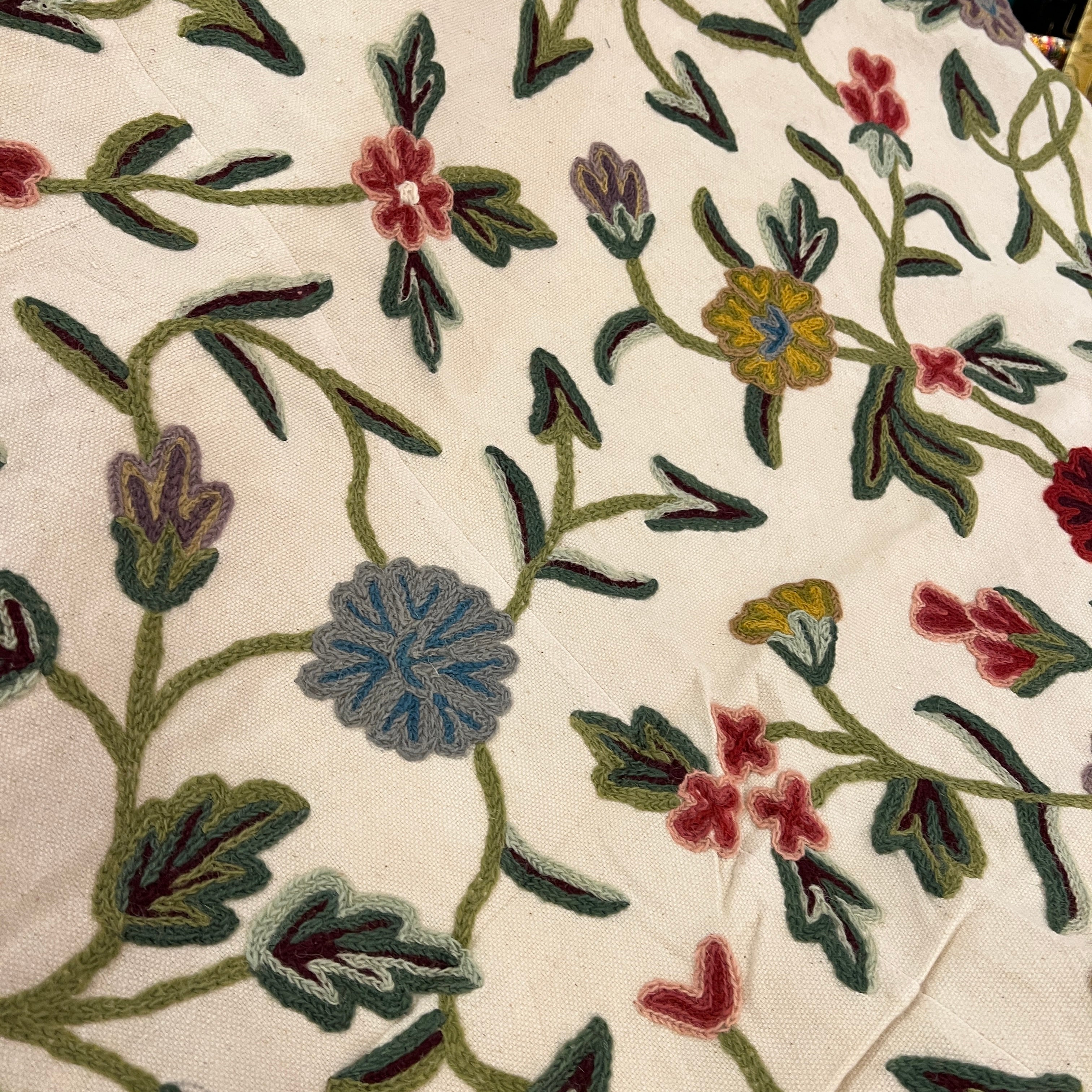 Kashmiri Embroidered Wool Bedcover - Vintage India NYC