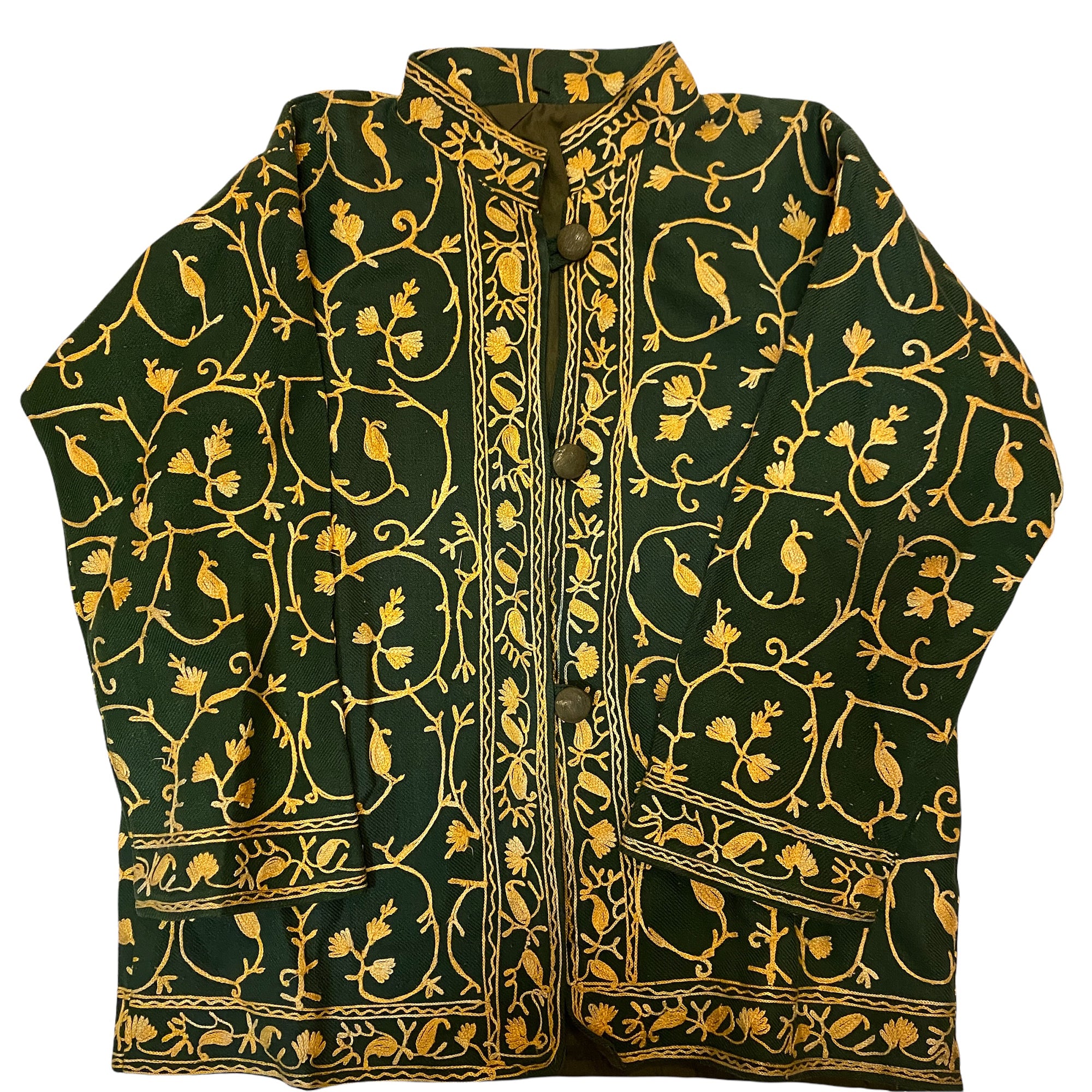 Green Wool Kashmiri Children's Jacket - Vintage India NYC