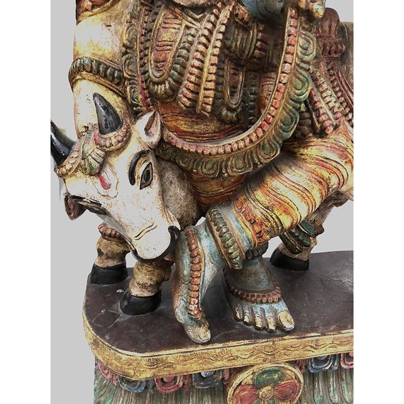 SE Hand Carved Painted Krishna 1500 - Vintage India NYC
